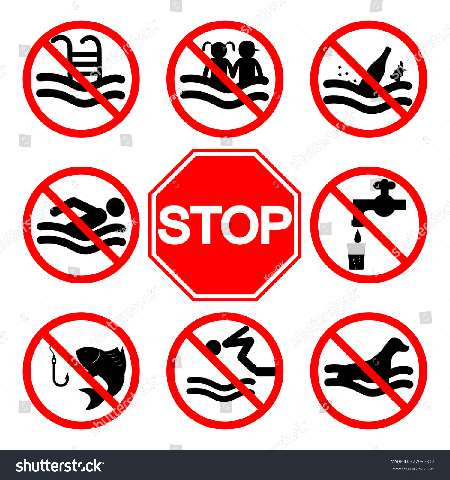 Sign Stop Jump Into Water Do Stock Vector (Royalty Free) 327986312 ...