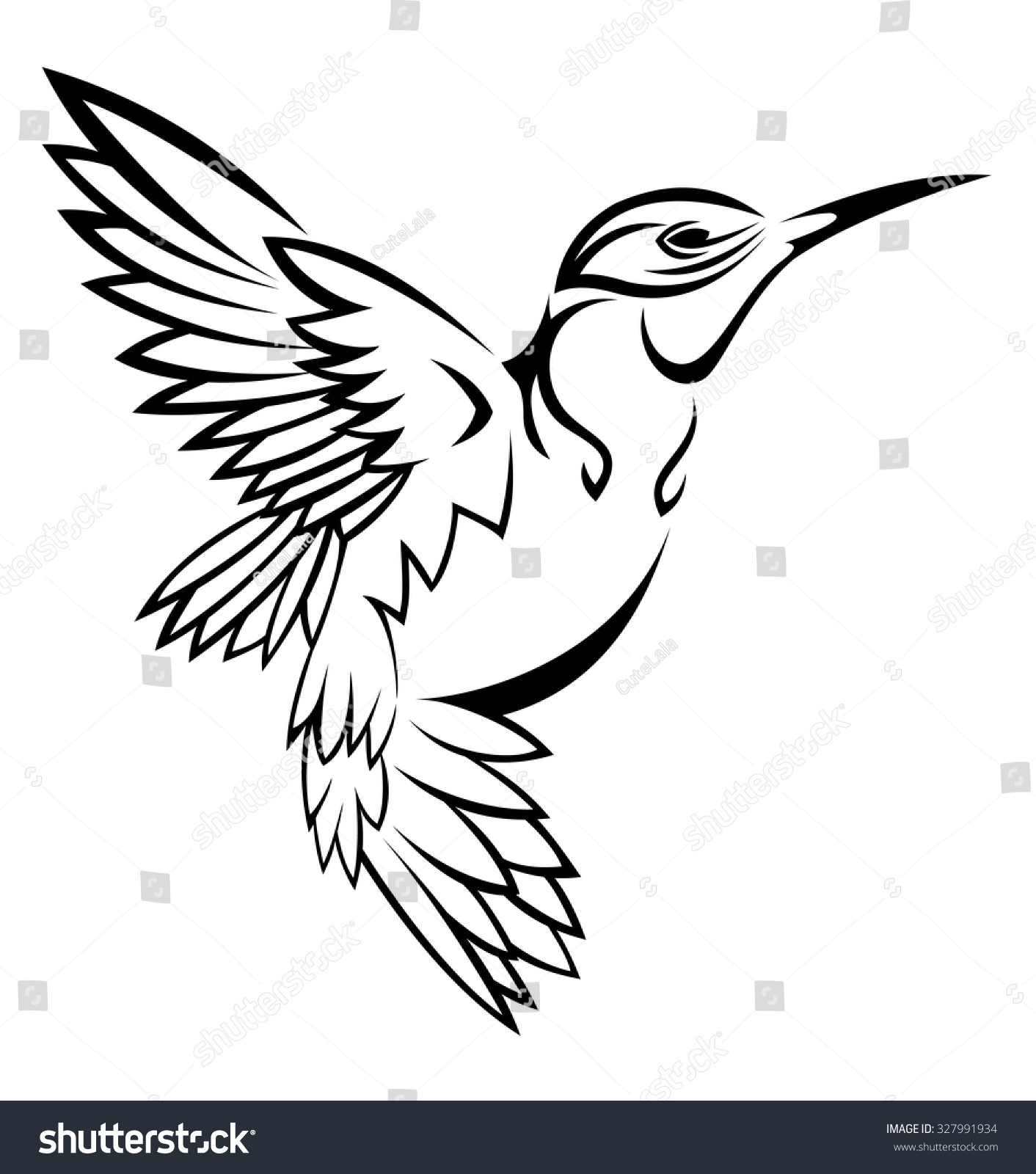 Hummingbird Tattoo Stock Vector (Royalty Free) 327991934 | Shutterstock