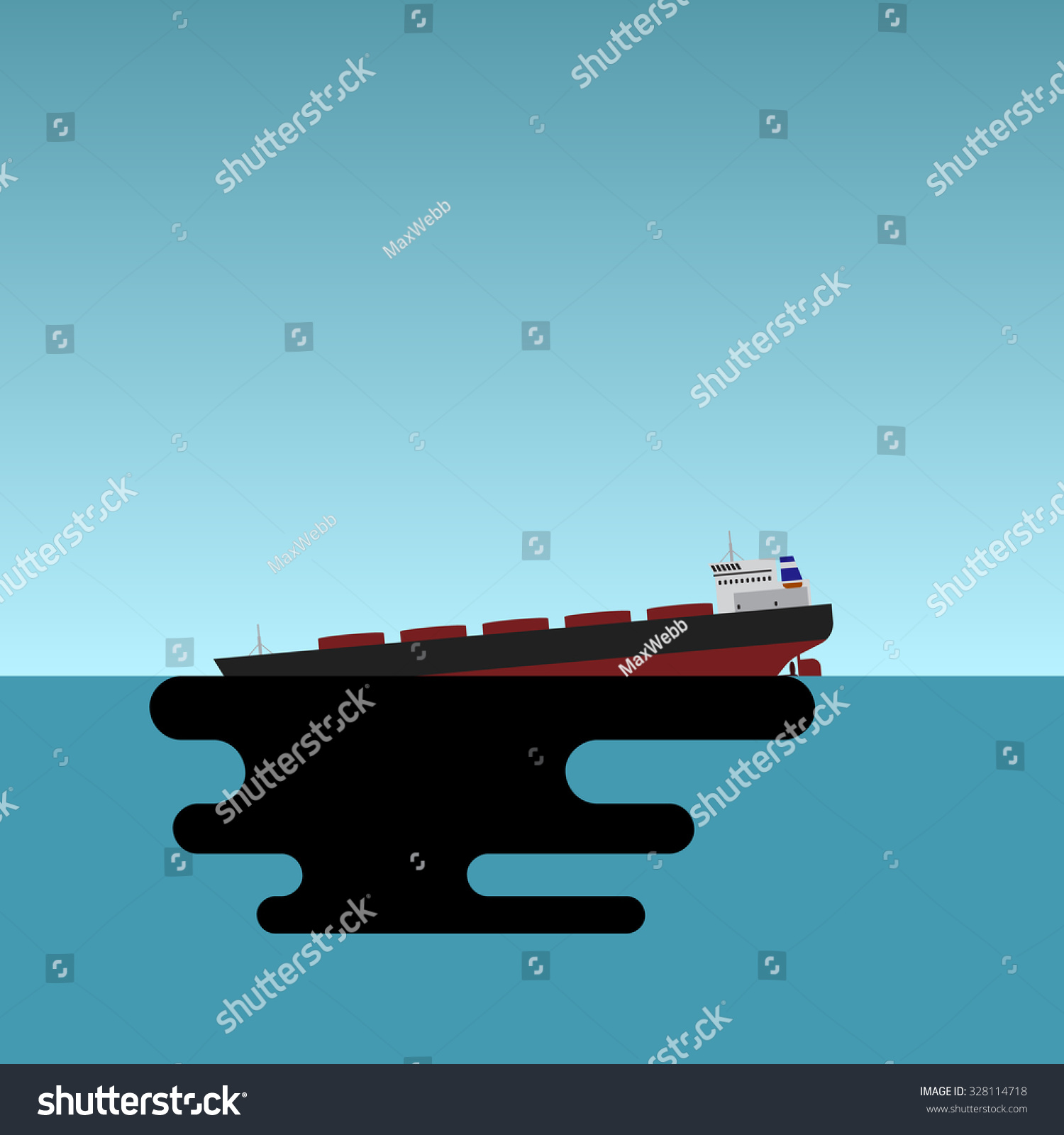 Vector Illustration Sinking Oil Tanker Accident Stock Vector (Royalty ...