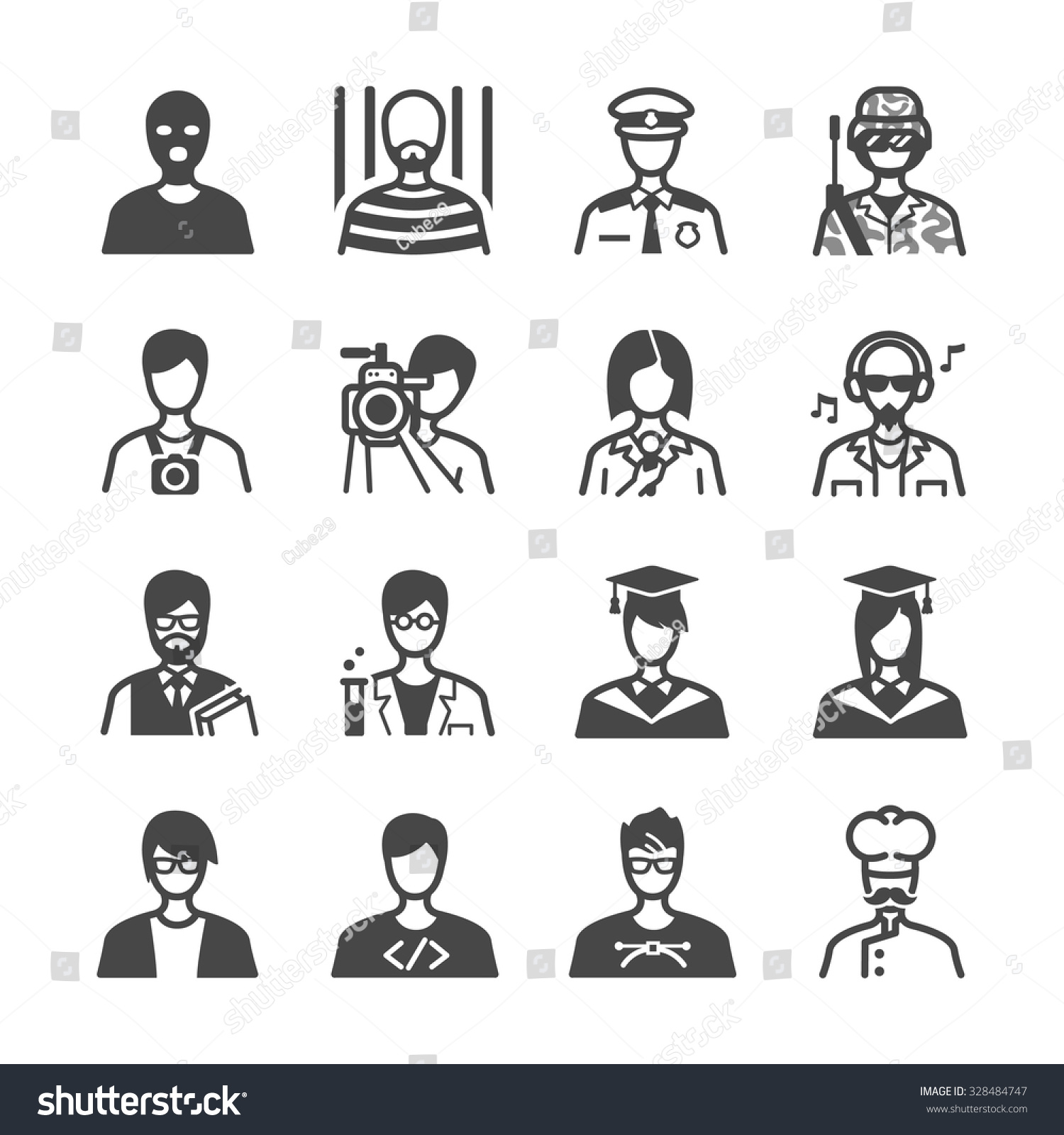 Occupation Icons Set Stock Vector 328484747 : Shutterstock