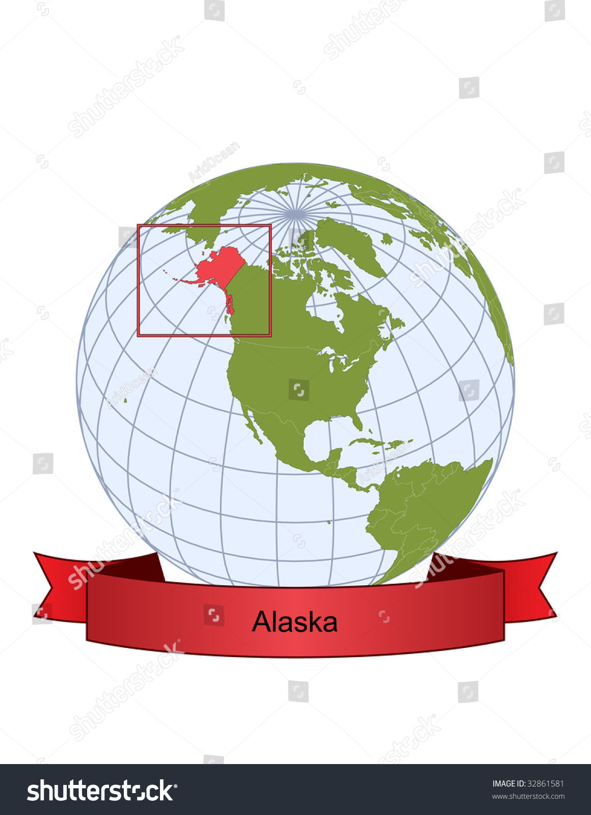 Alaska On The Globe Alaska Position On Globe Vector Version Stock Vector (Royalty Free)  44833996 | Shutterstock