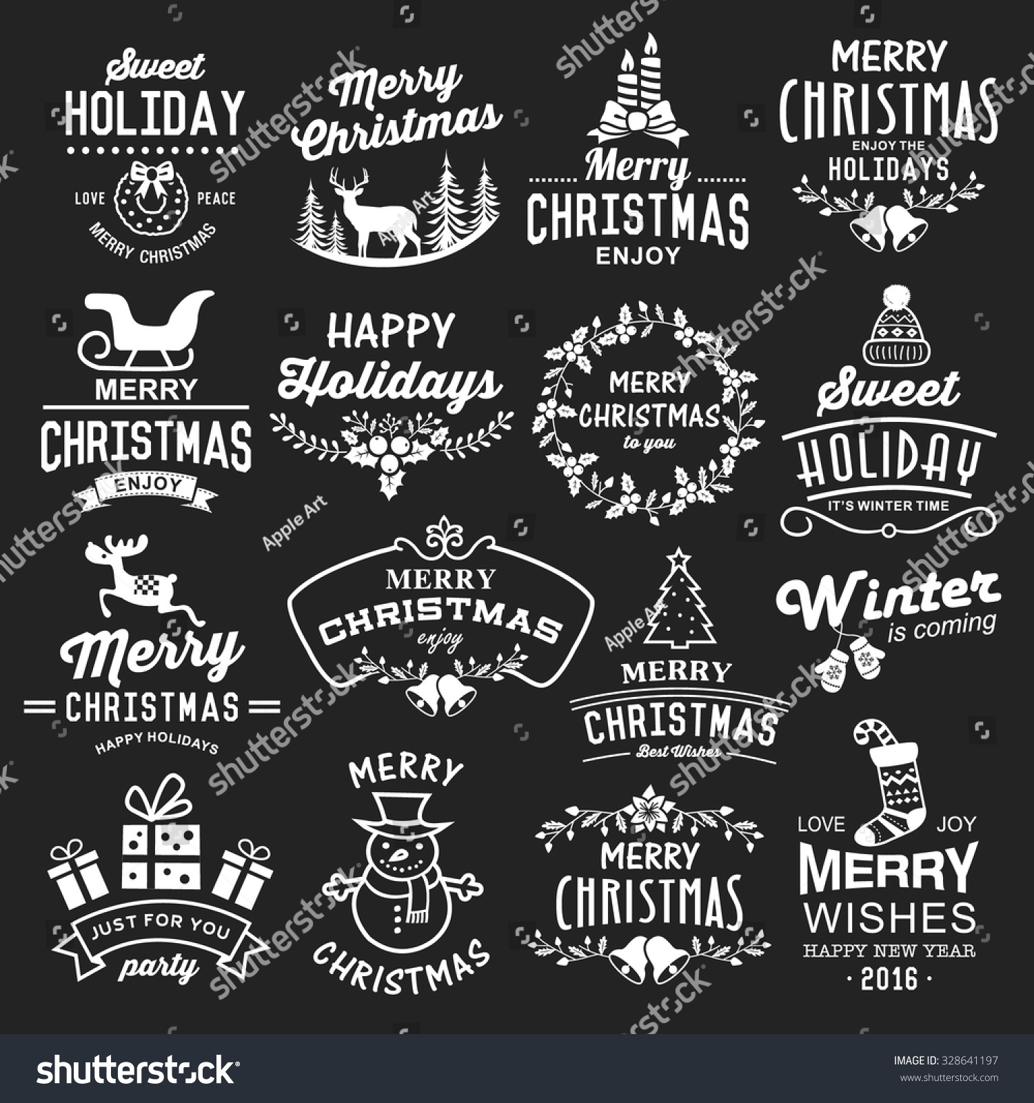 Christmas Design Elements Logos Badges Labels Stock Vector (Royalty ...