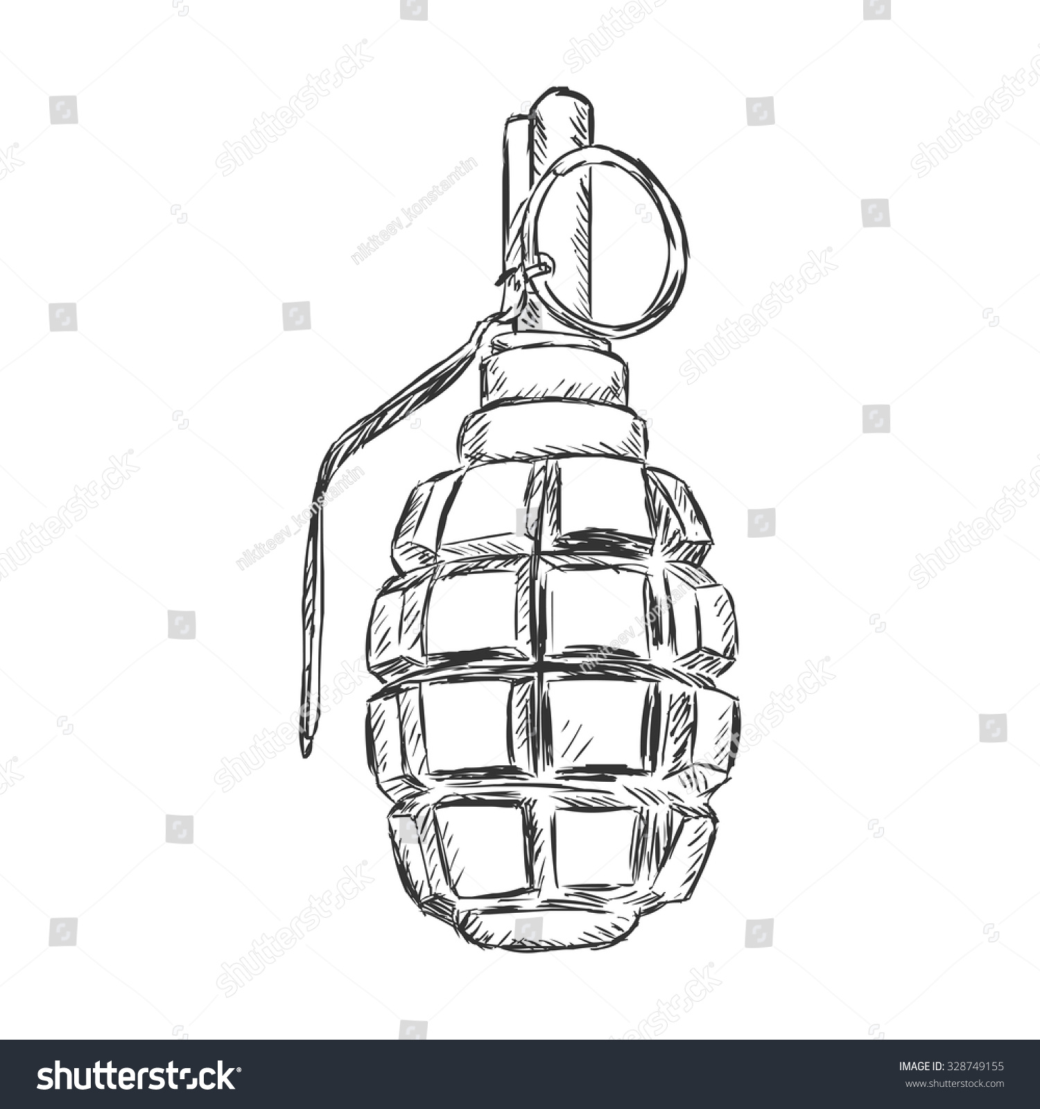 Vector Sketch Hand Grenade Stock Vector (Royalty Free) 328749155 ...