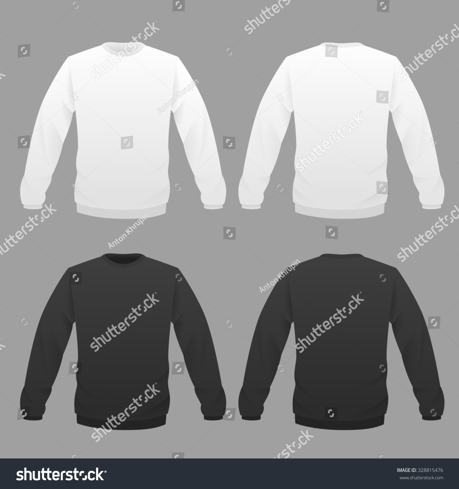 Sweatshirt Template Set Front Back View Stock Illustration 328815476 ...