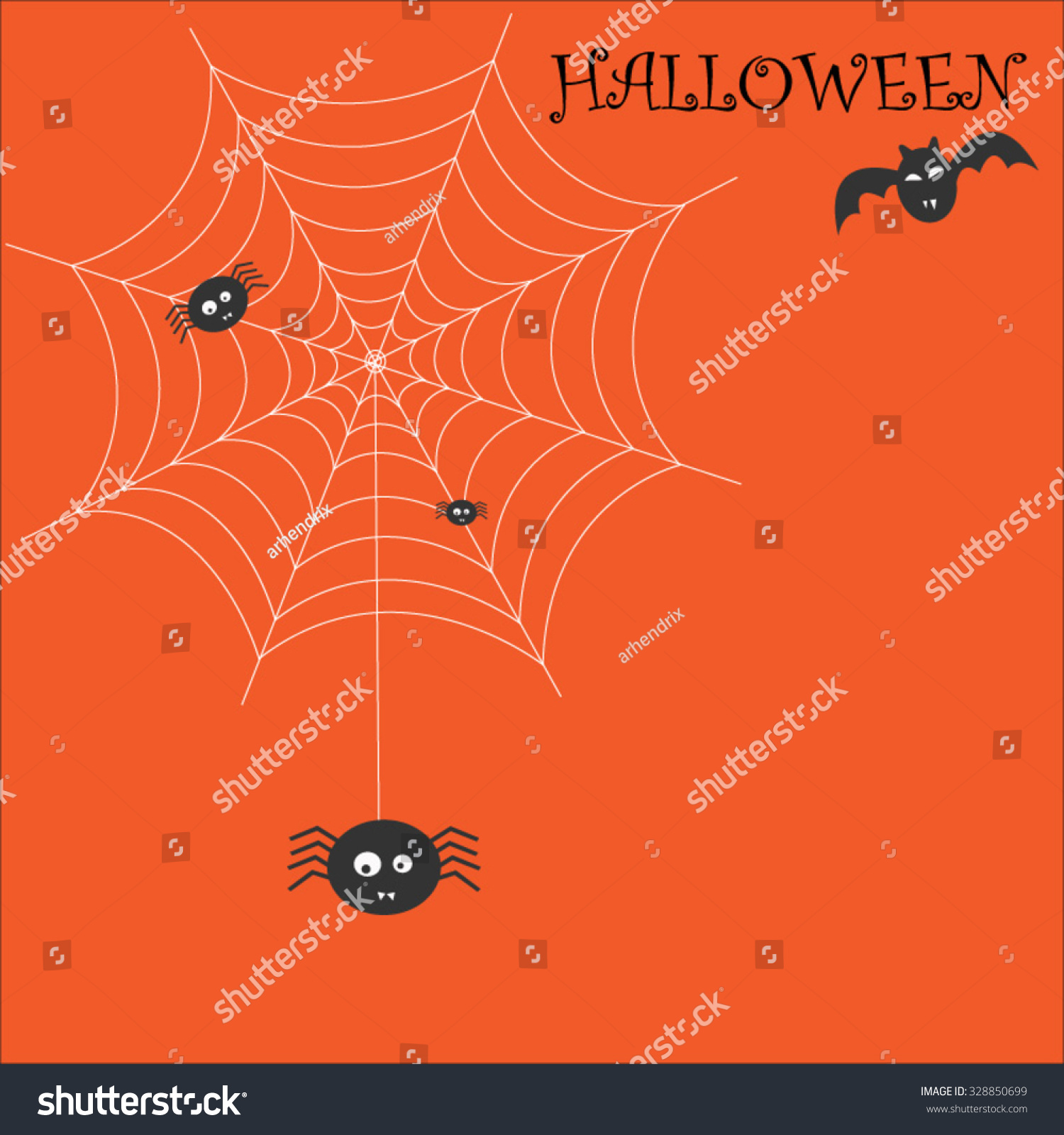 Vector Illustration Background Spider Cobweb Bat Stock Vector (Royalty ...