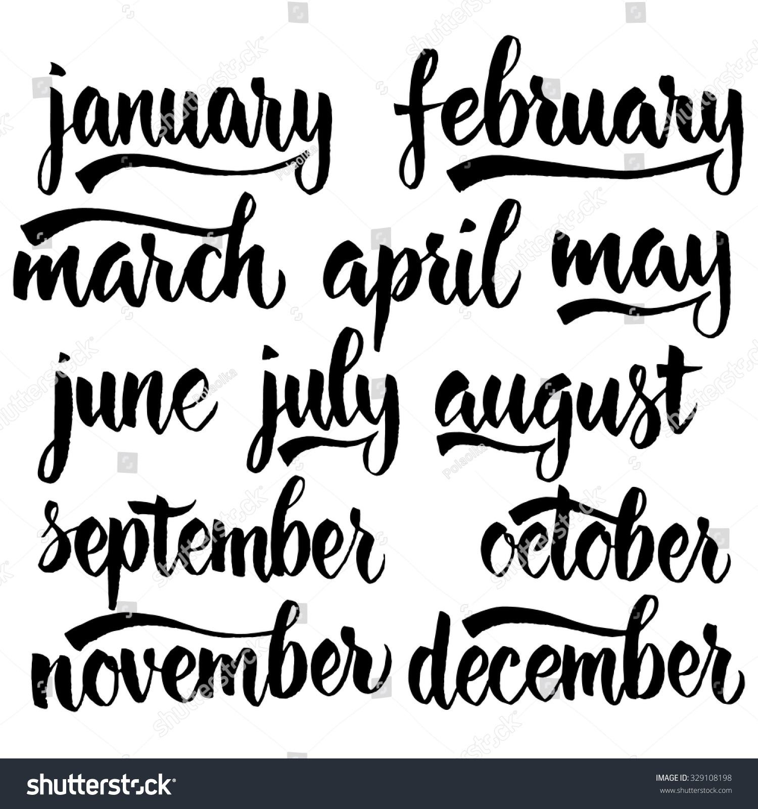 handwritten-names-months-december-january-february-vetor-stock-livre