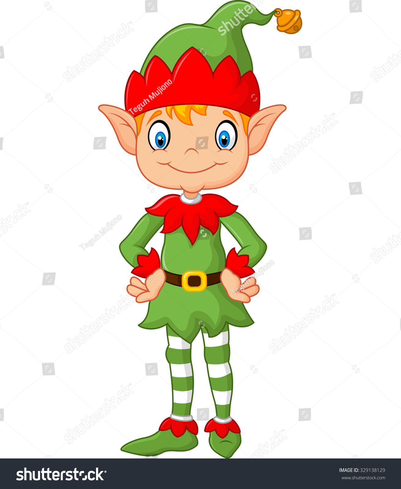 Cute Green Elf Posing Isolated On Stock Vector (Royalty Free) 329138129 ...