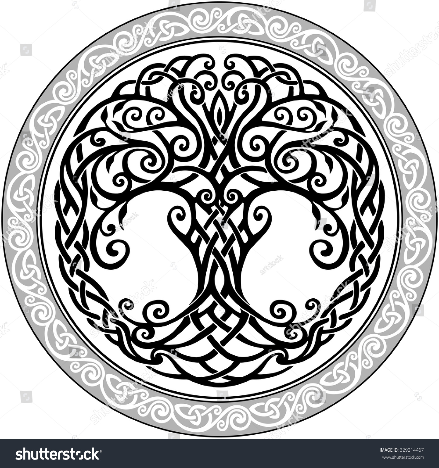 Vector Ornament Decorative Round Celtic Tree Stock Vector Royalty Free 329214467 Shutterstock 4044