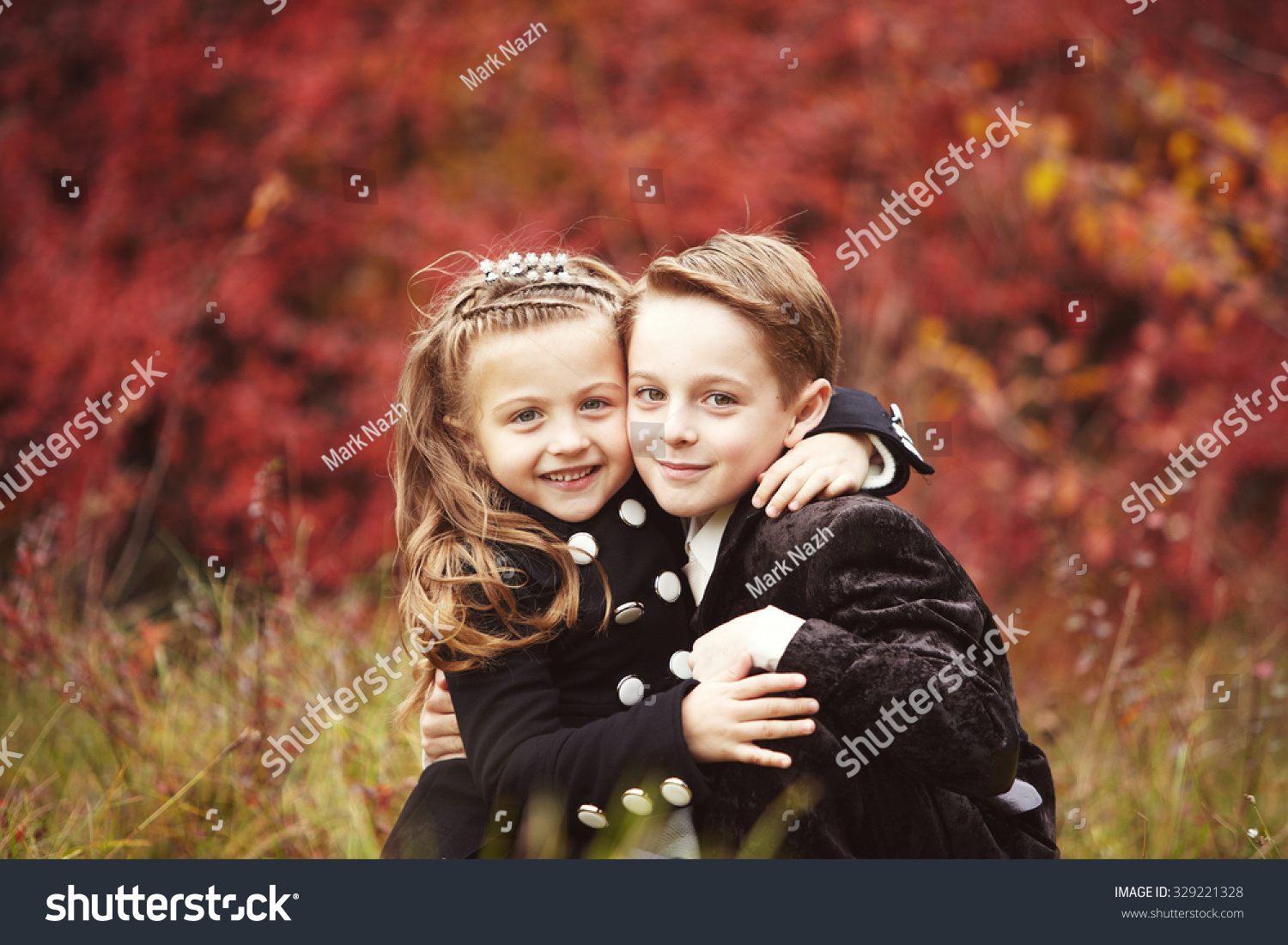 young boys hugging