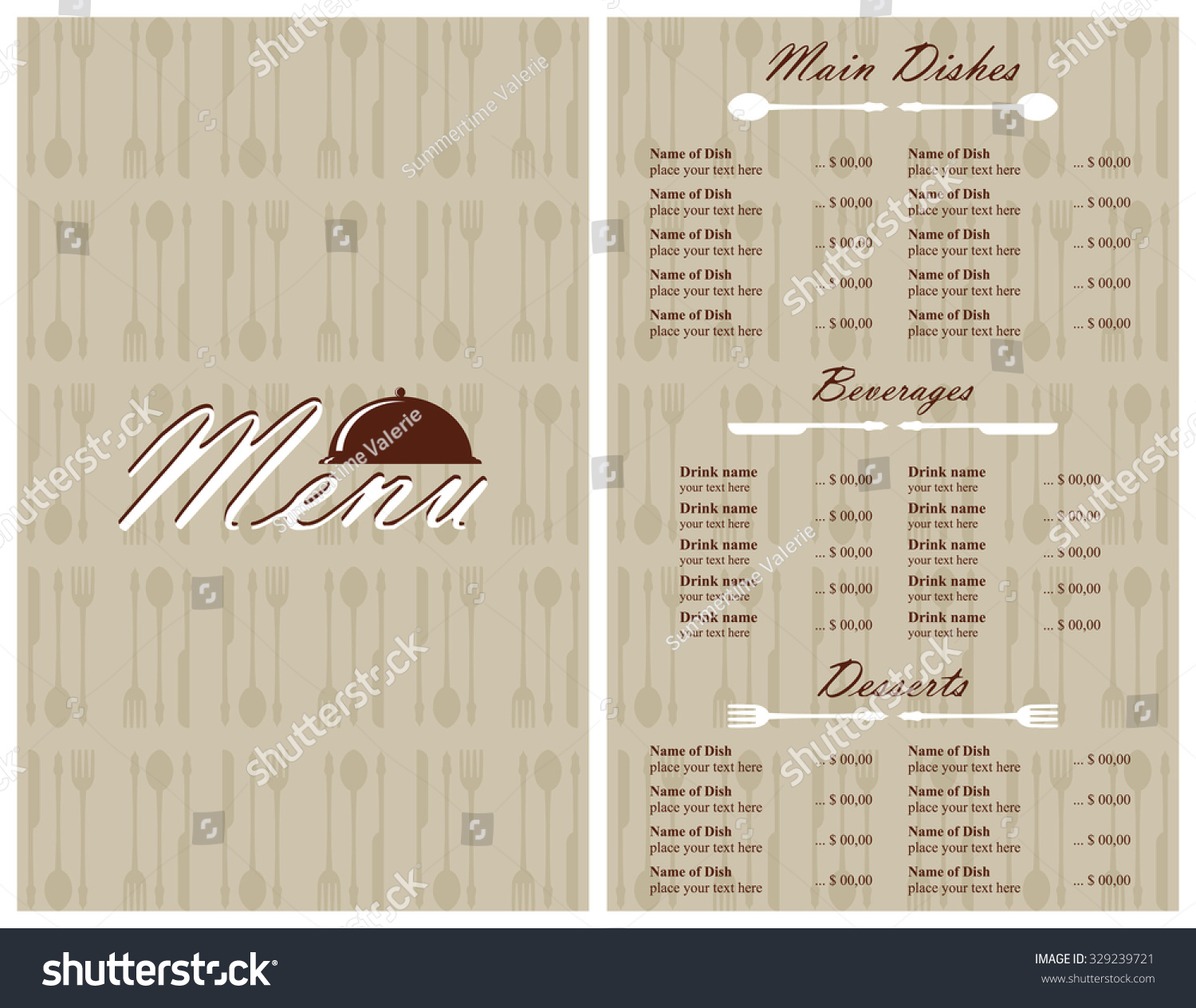 Restaurant Menu Design Stock Vector (Royalty Free) 329239721 | Shutterstock