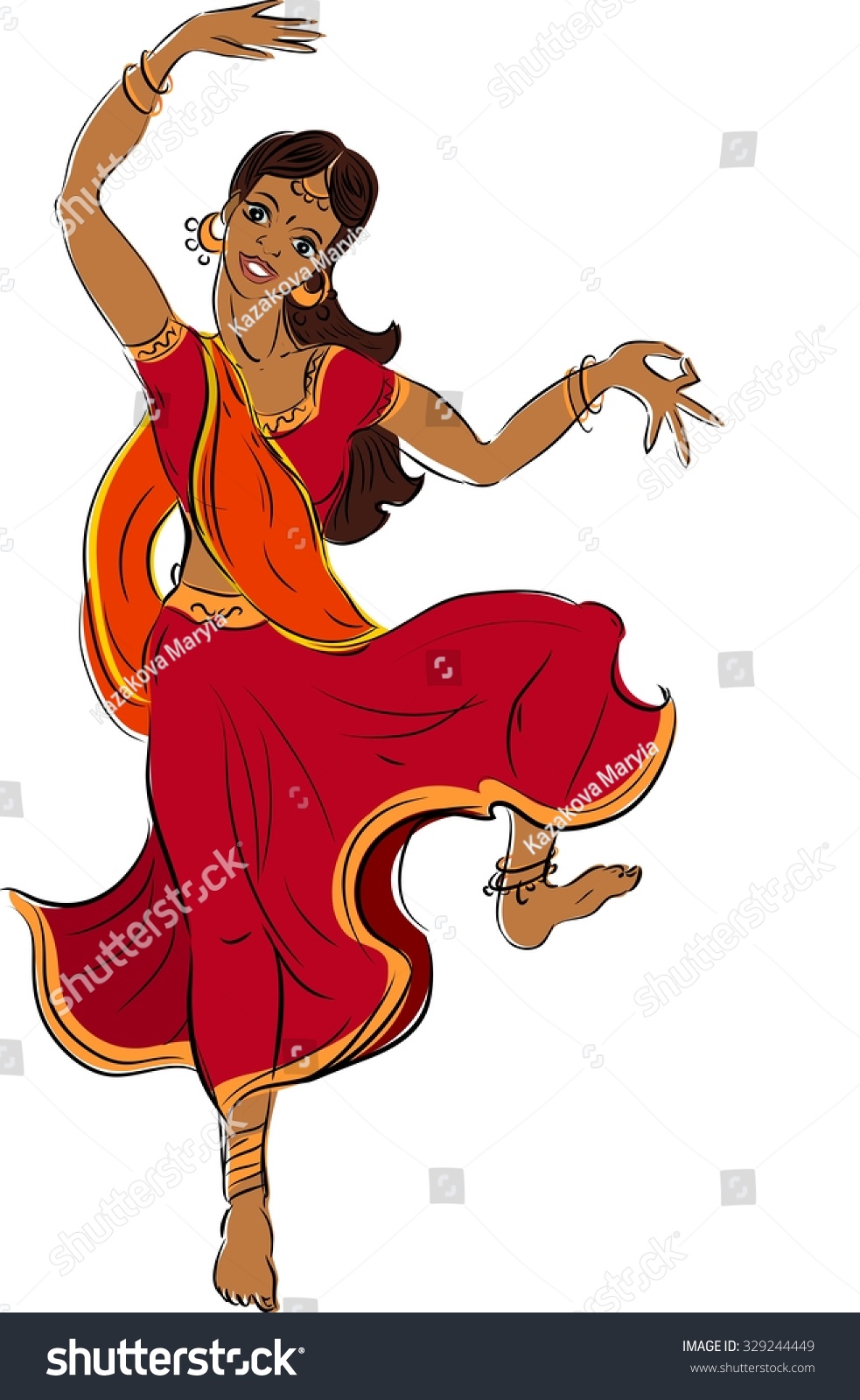 Beautiful Girl Dancer Indian Classical Dance Stock Vector (Royalty Free ...