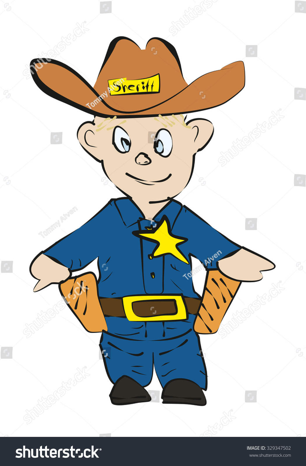 Vector Illustration Boy Sheriff Uniform Stock Vector (Royalty Free ...