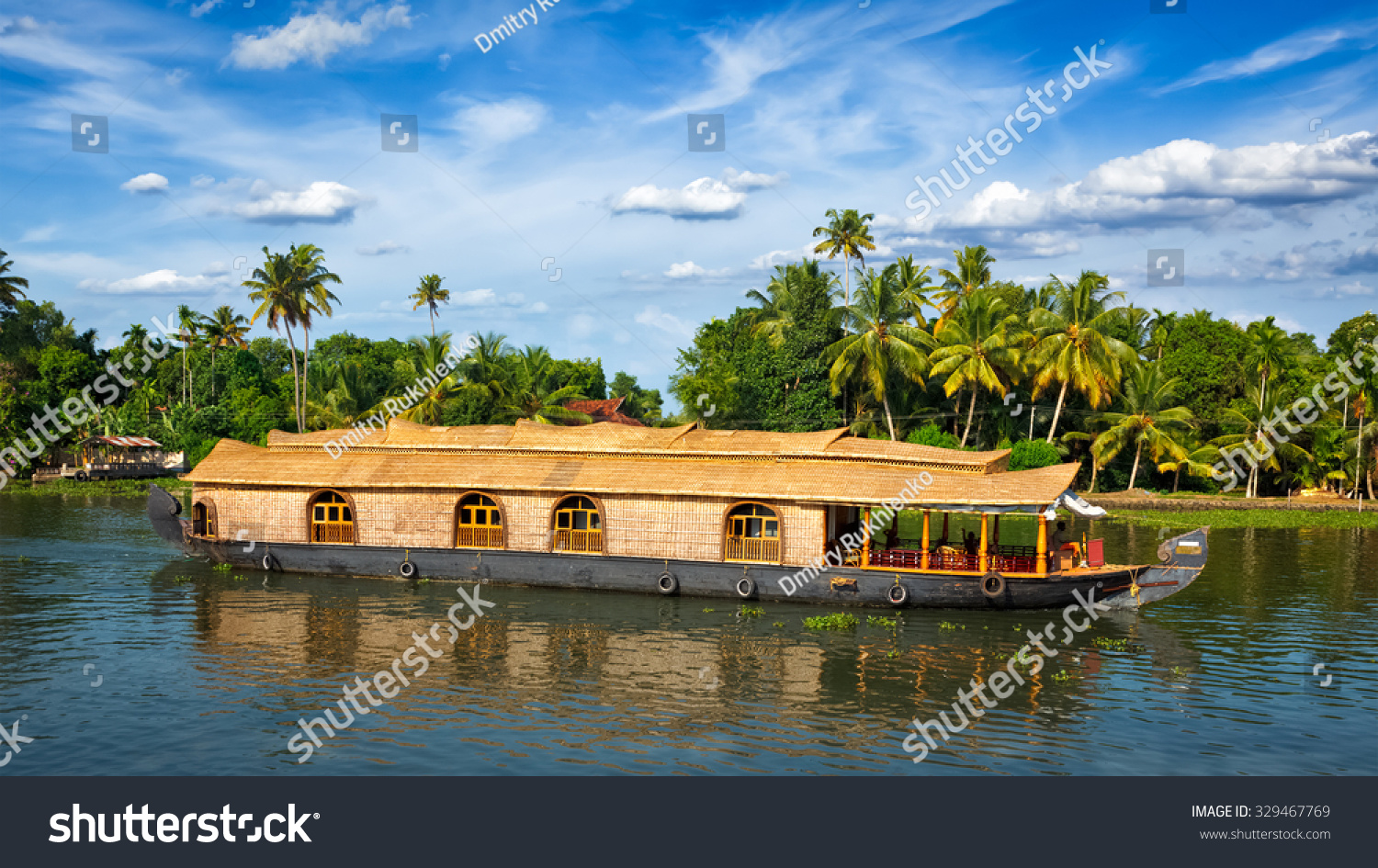 Panorama Houseboat On Kerala Backwaters Kerala Stock Photo 329467769 ...