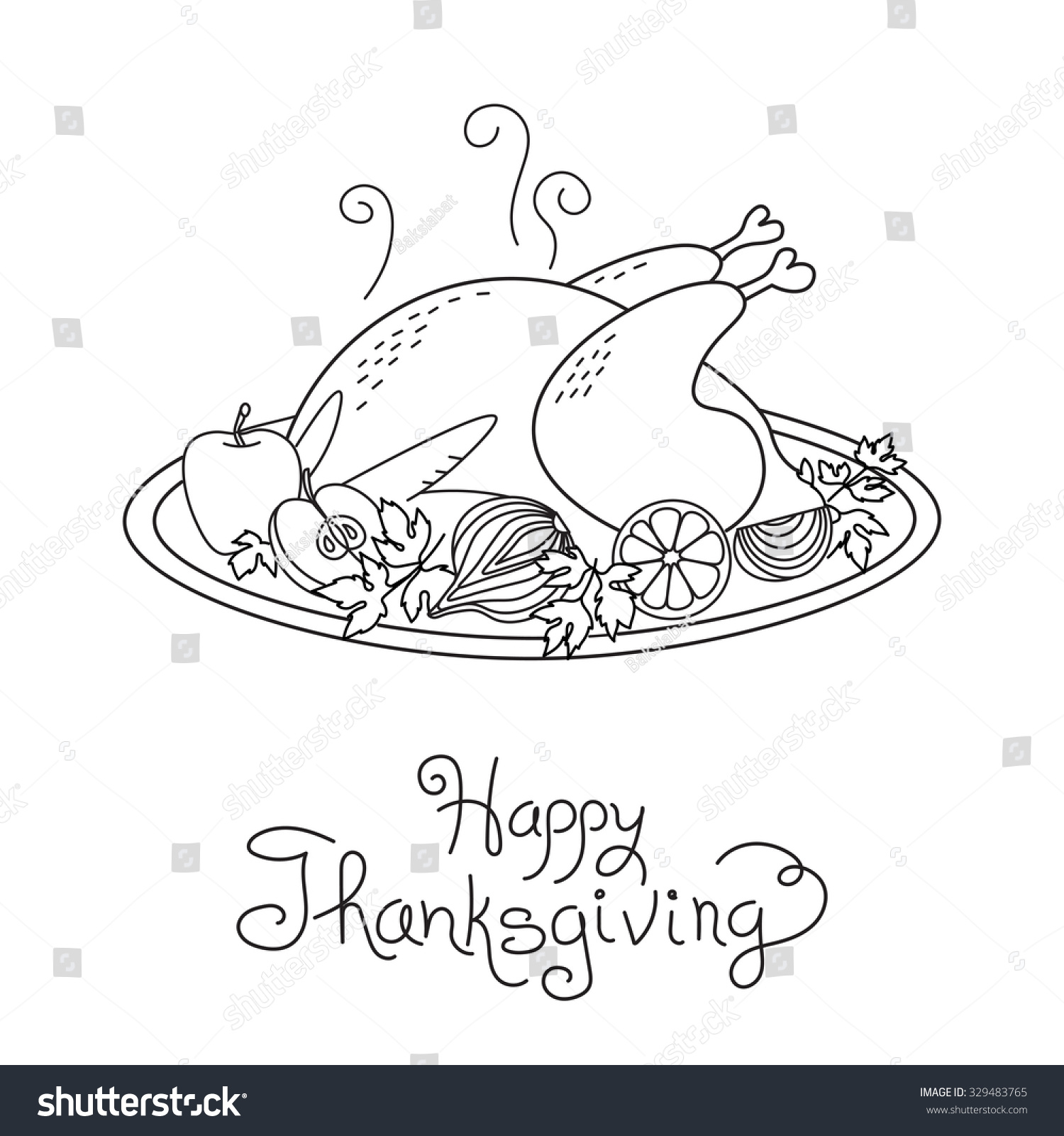 Рисунок индейки на день Благодарения запечённая