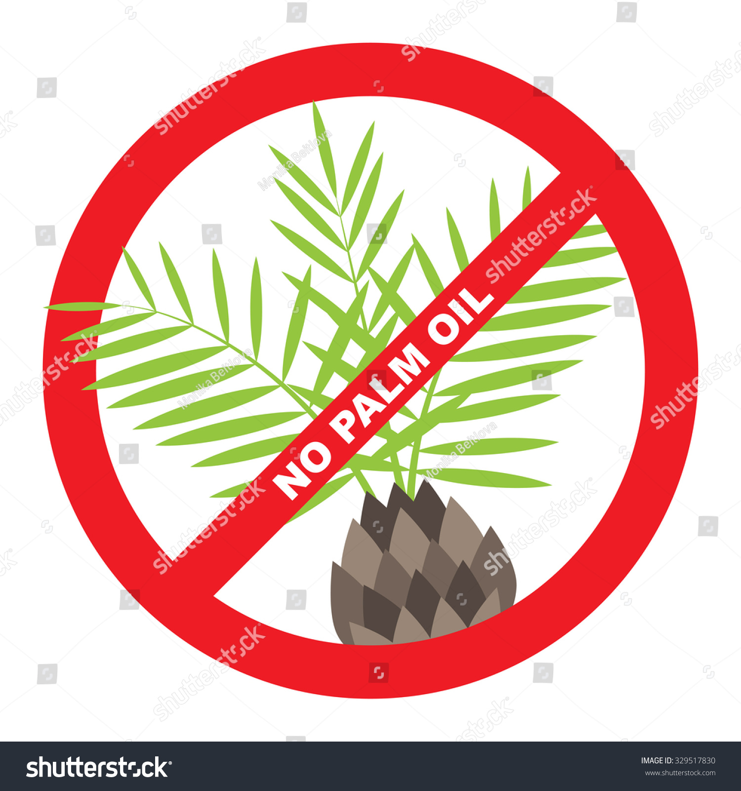 No Palm Oil Label Palm Red vector de stock (libre de regalías