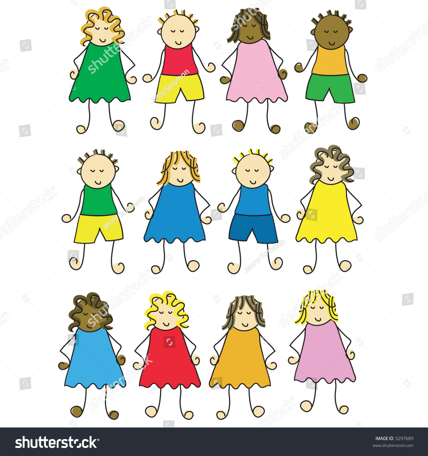 Set Different Cartoon Children Stock Vector (Royalty Free) 3297689 ...