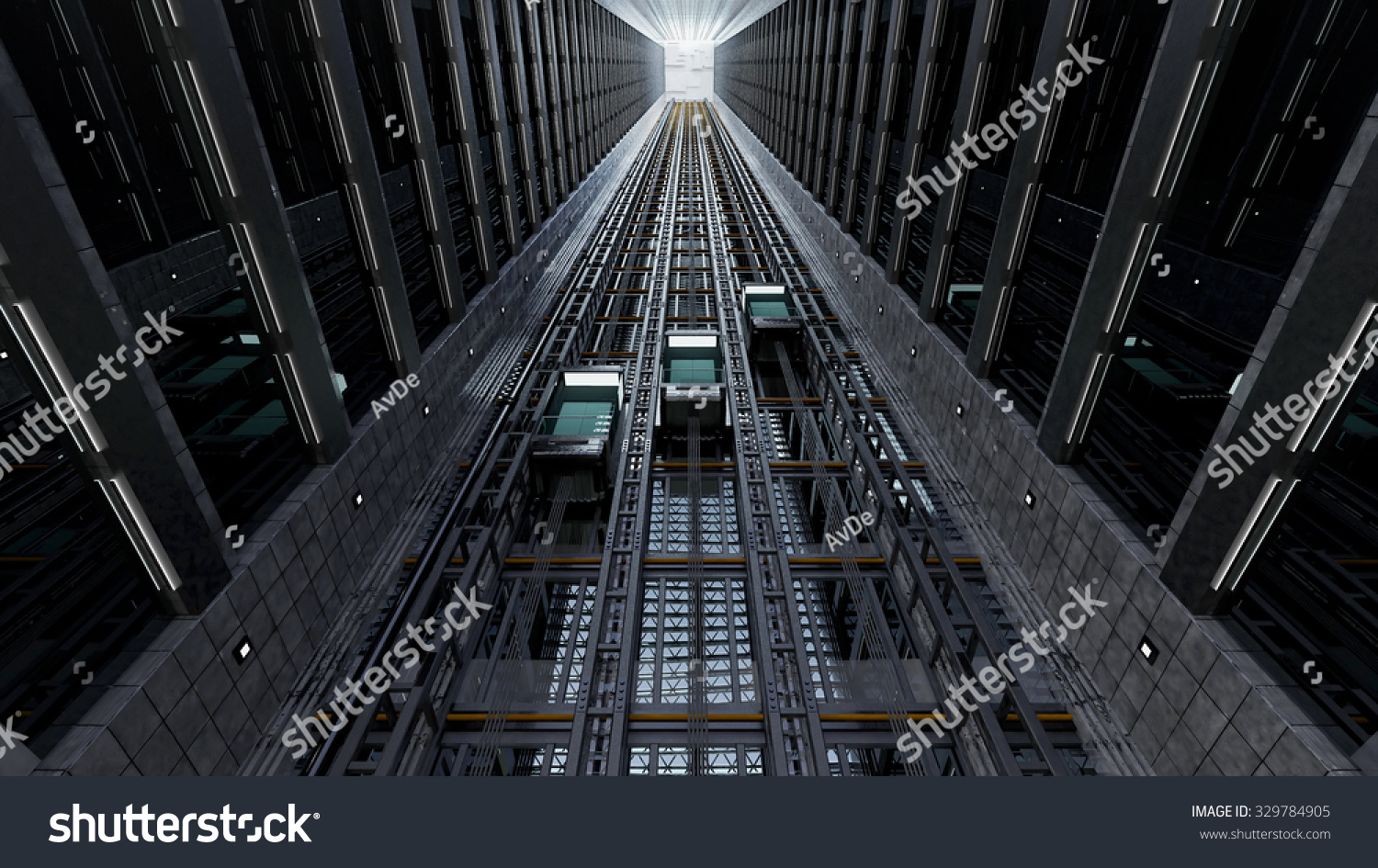 3d Rendering Open Elevator Shaft Stock Illustration 329784905 ...