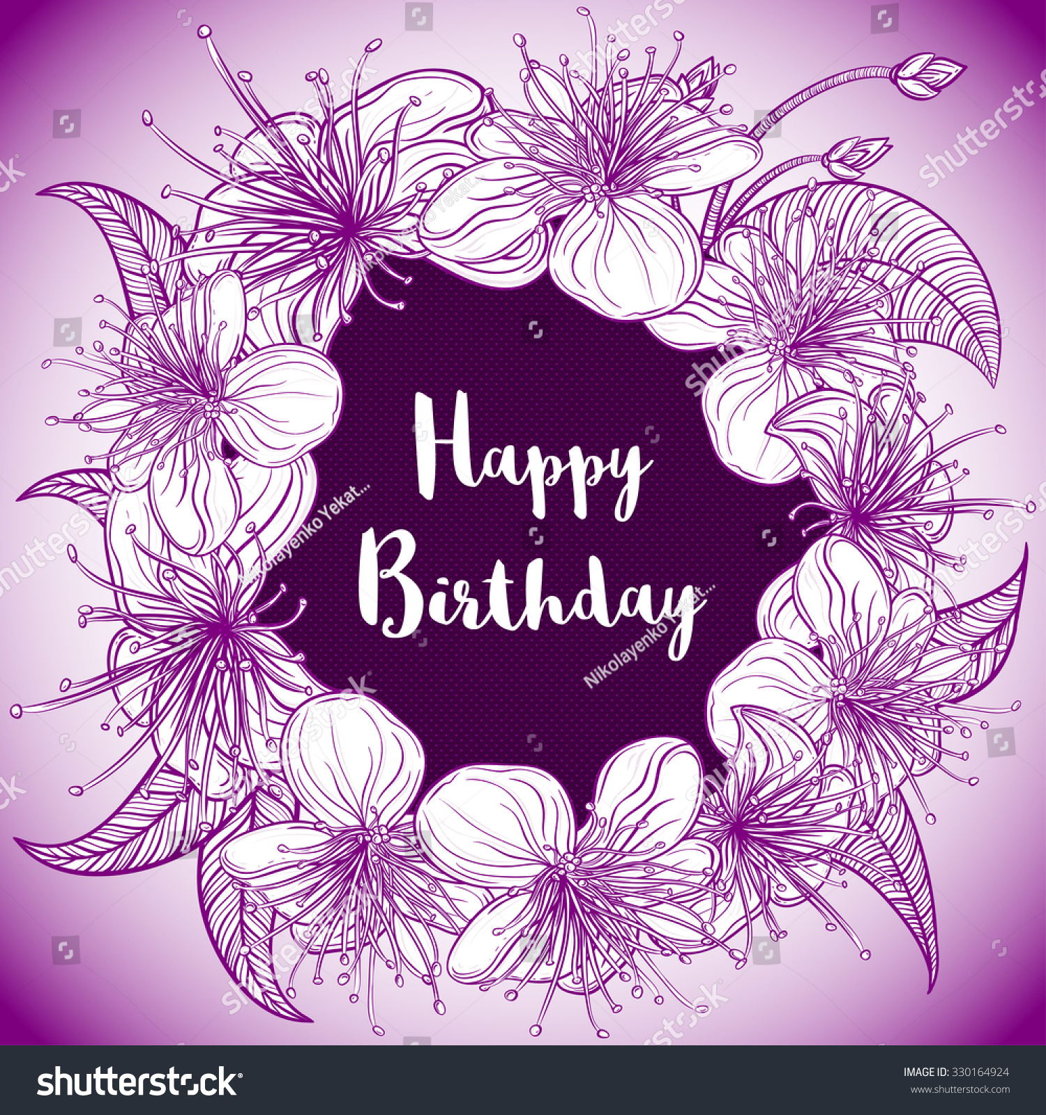 Happy Birthday Exotic Flowers Images Happy Birthday Card Wreath Exotic Flowers Stock Vector (Royalty Free)  330164924 | Shutterstock