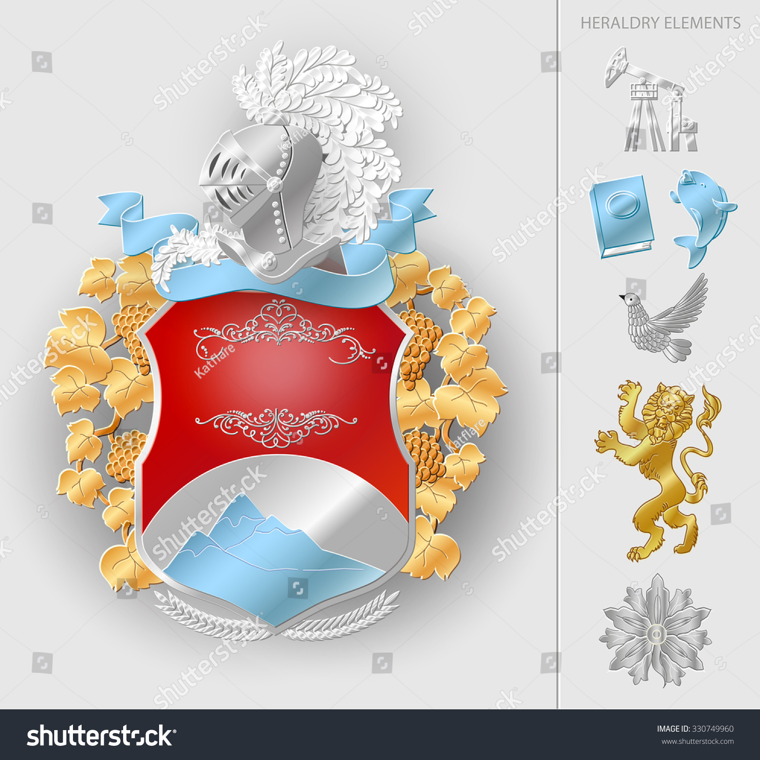 Heraldic Royal Crests Coat Arms Heraldry Stock Illustration 330749960