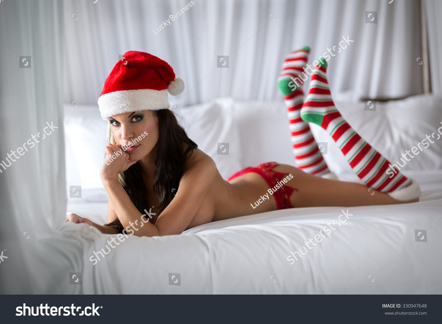 Seductive Santa Helper Topless Lying On Stock Photo 330947648 Shutterstock.