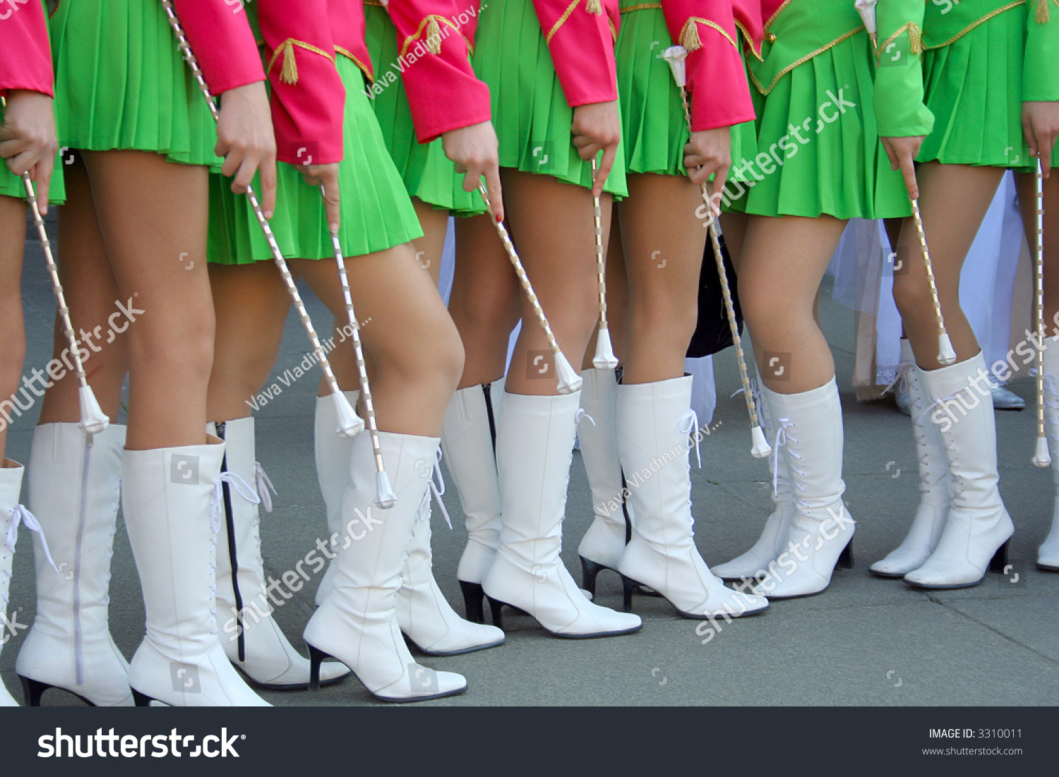 green dress white boots