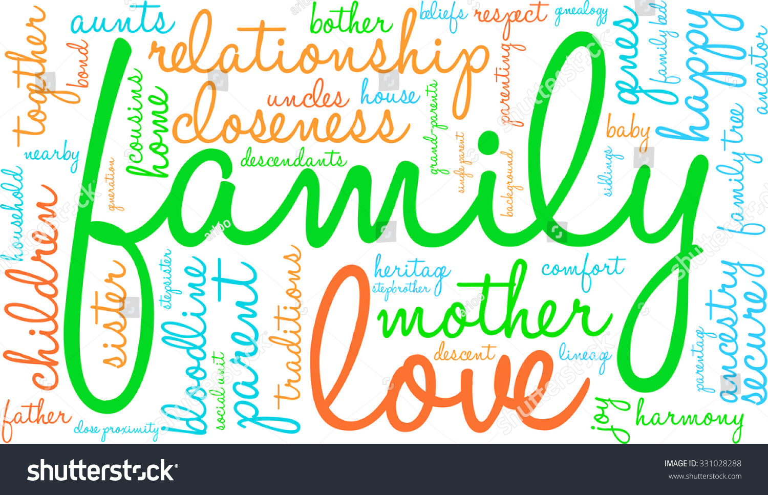 Family Word Cloud On White Background Stock Vector (Royalty Free ...