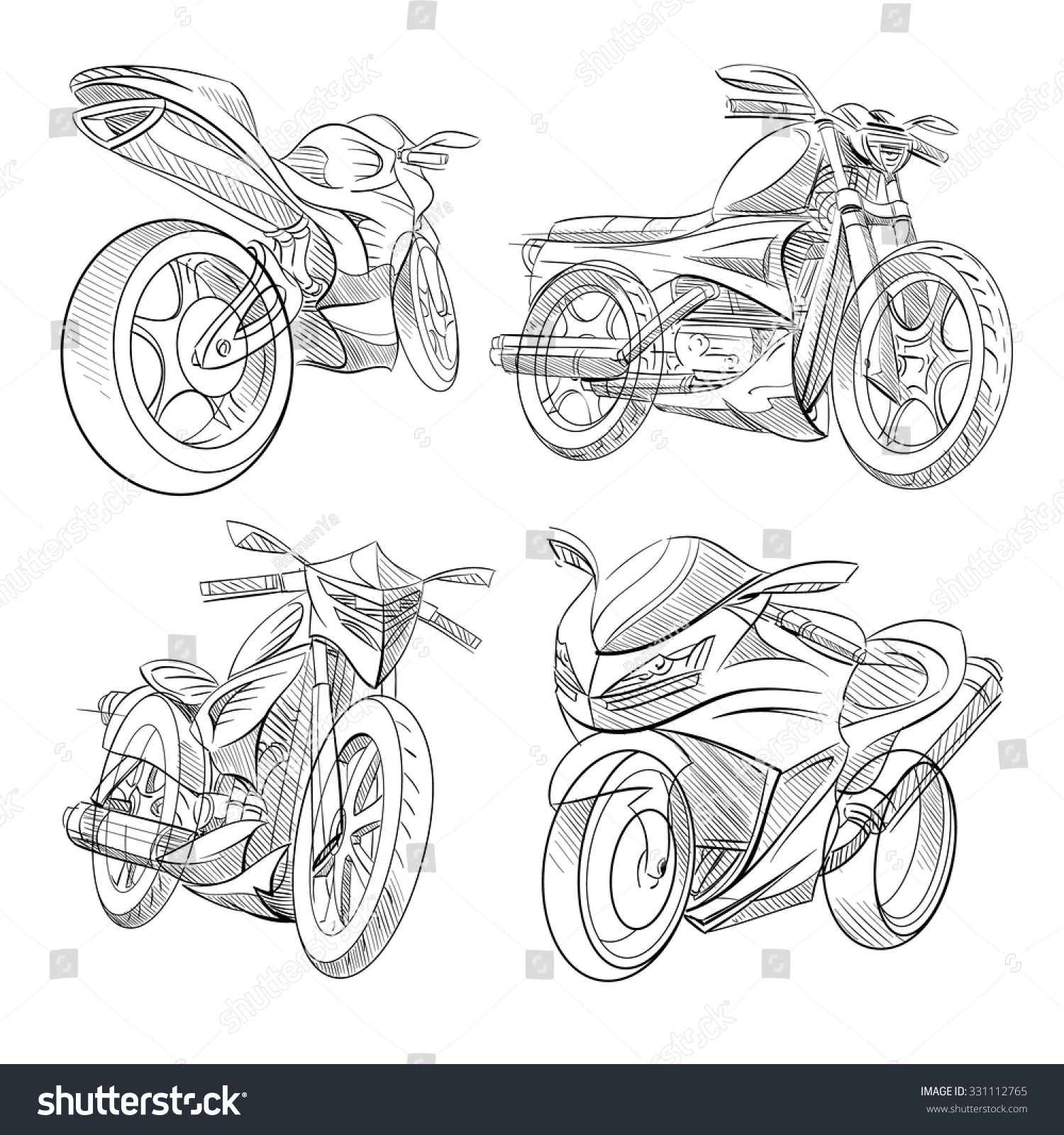 Hand Drawn Sketch Motorbike Abstract Vector Stock Vector (Royalty Free ...