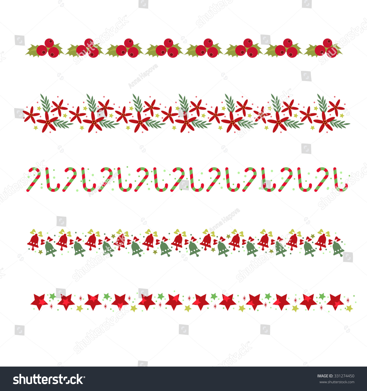 Vector Christmas Borders Set Stock Vector (Royalty Free) 331274450 ...