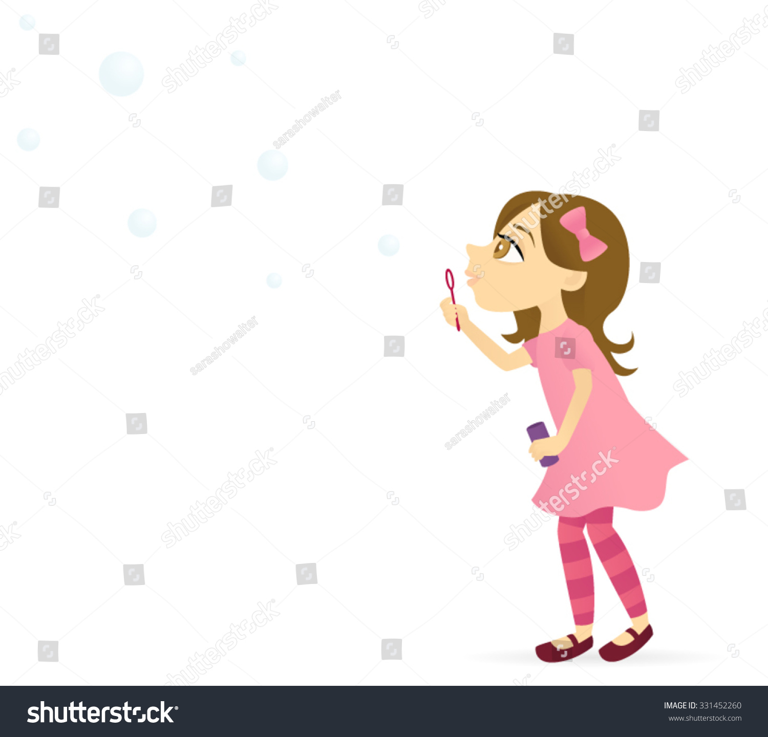 Little Girl Blowing Bubbles Stock Vector (Royalty Free) 331452260 ...