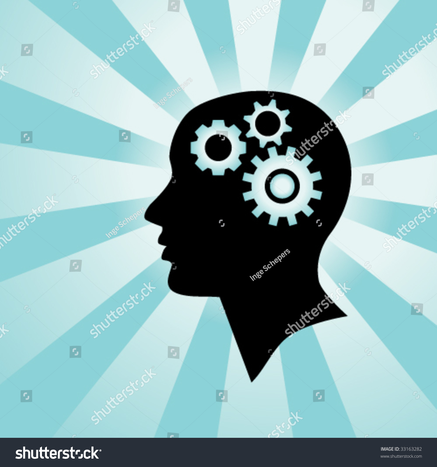 Silhouette Human Head Gears Representing Person Stock Vector (Royalty ...