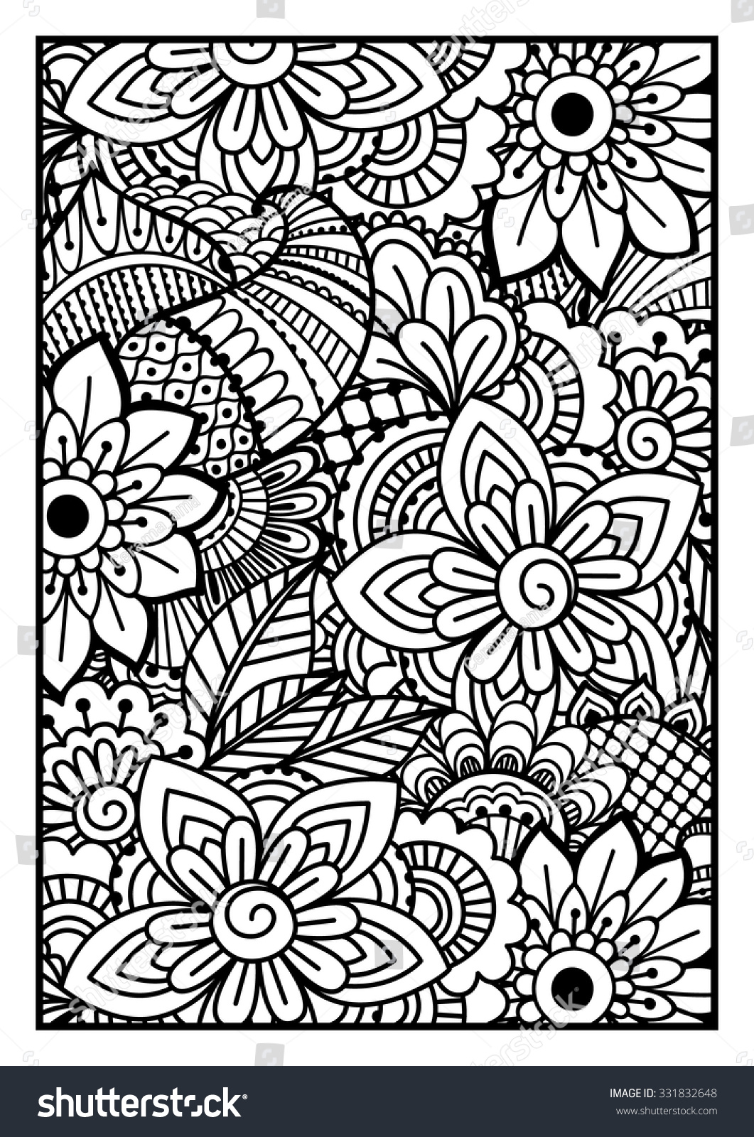 Black White Pattern Ethnic Henna Hand Stock Vector (Royalty Free ...