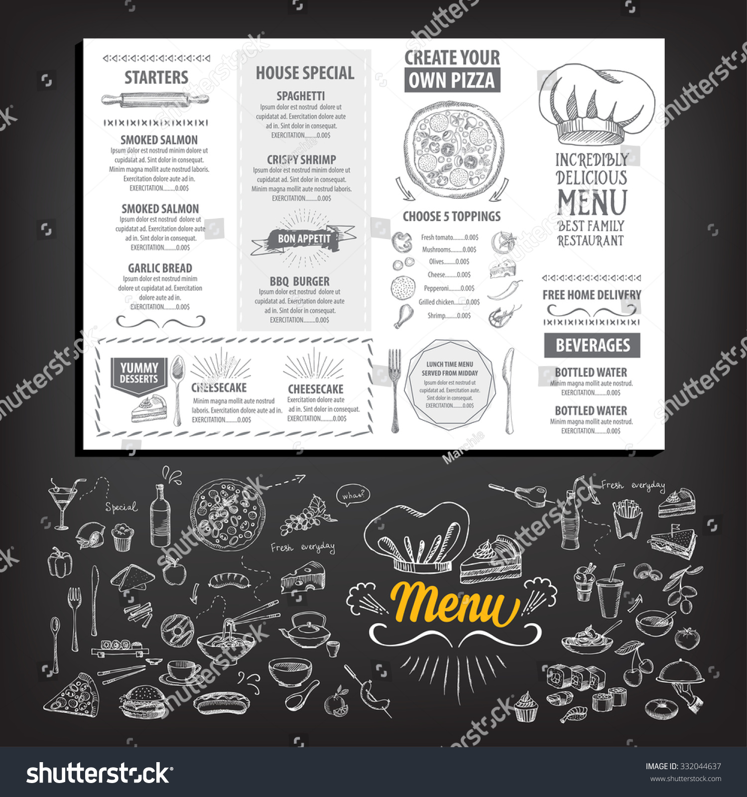 Vector Restaurant Brochure Menu Design Vector Stock Vector (Royalty ...