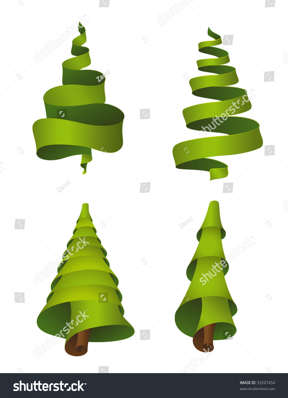 Set Christmas Trees Ribbon Vector Stock Vector (Royalty Free) 33207454 