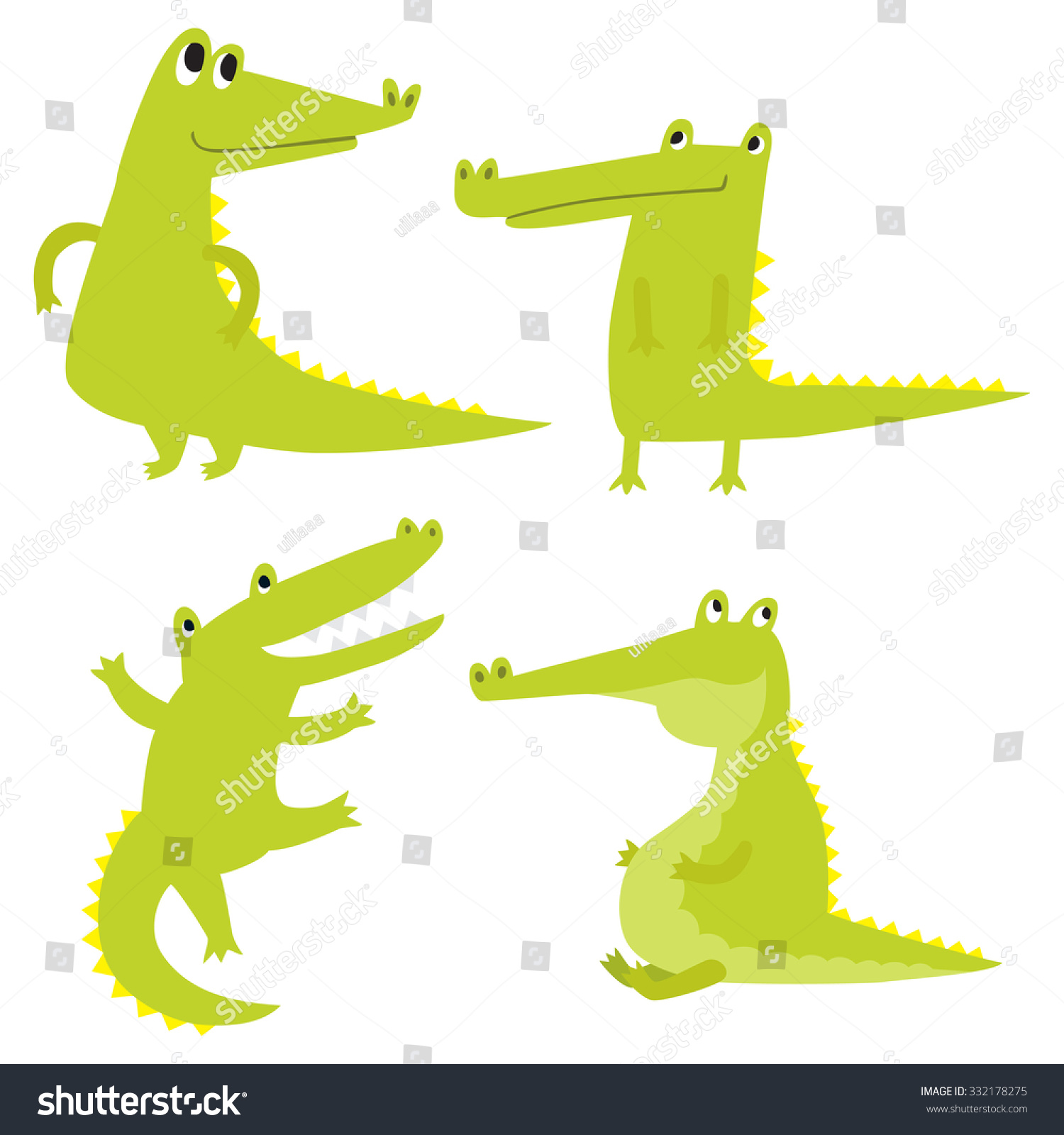 Vector Set Happy Fun Crocodiles Cartoon Stock Vector (royalty Free 