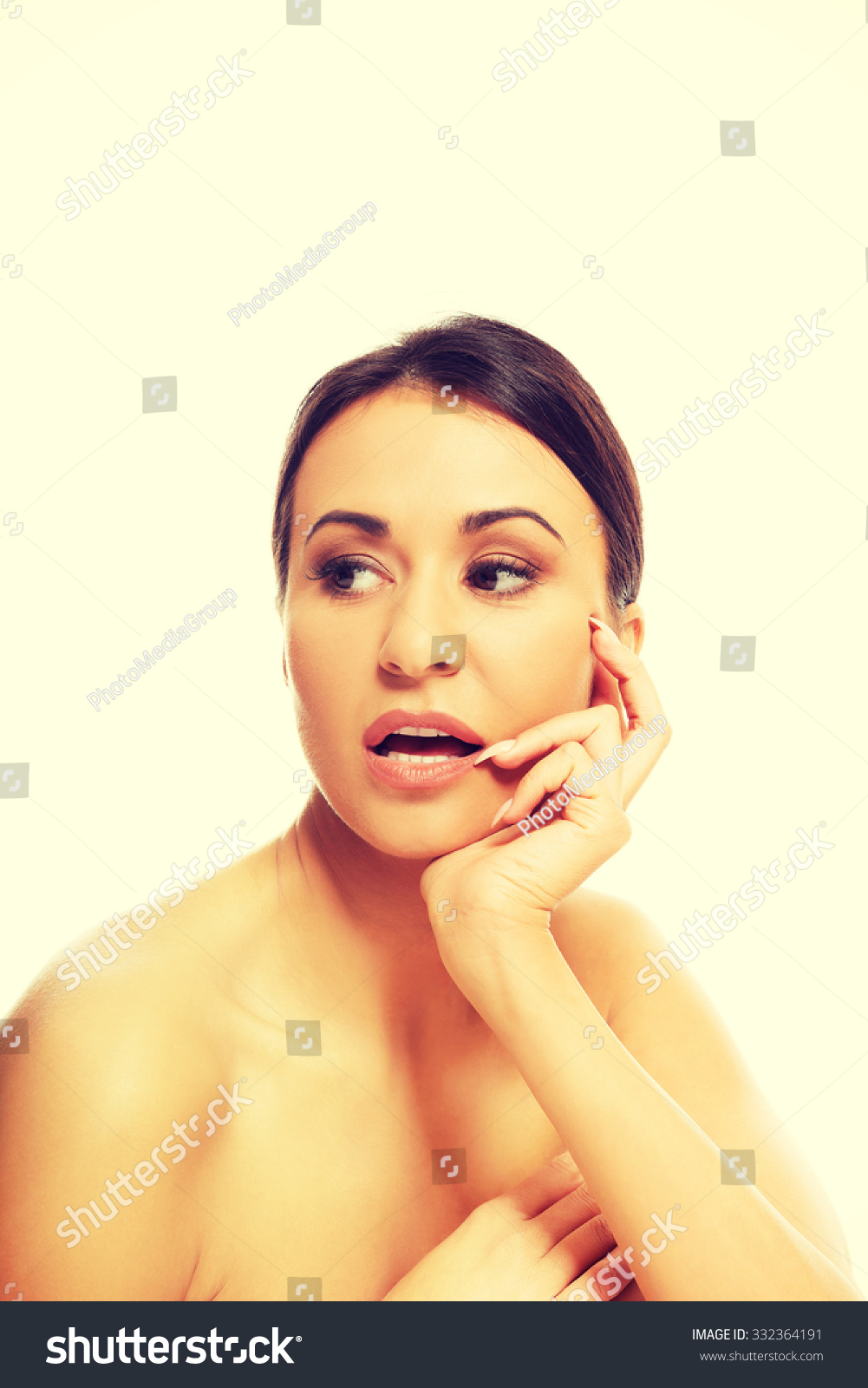 Slim Topless Woman Sitting Thinking Stock Photo Shutterstock