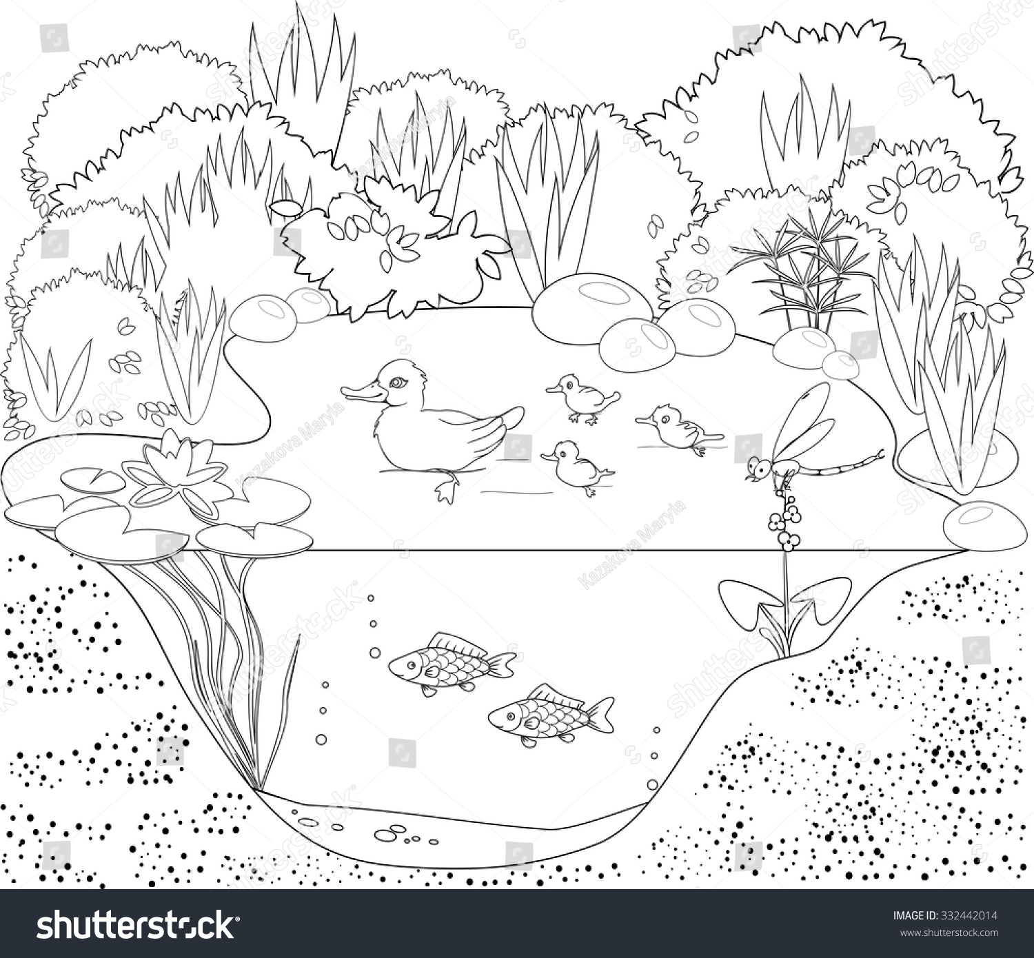 Coloring Duck Pond Stock Vector (Royalty Free) 332442014 | Shutterstock