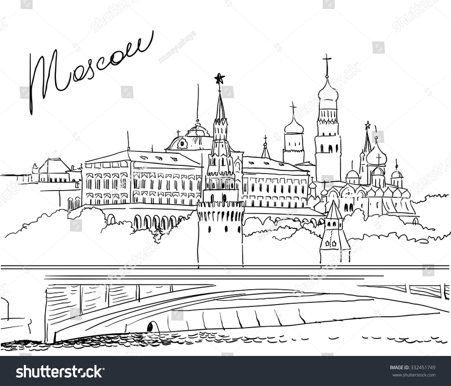 Москва контурный рисунок