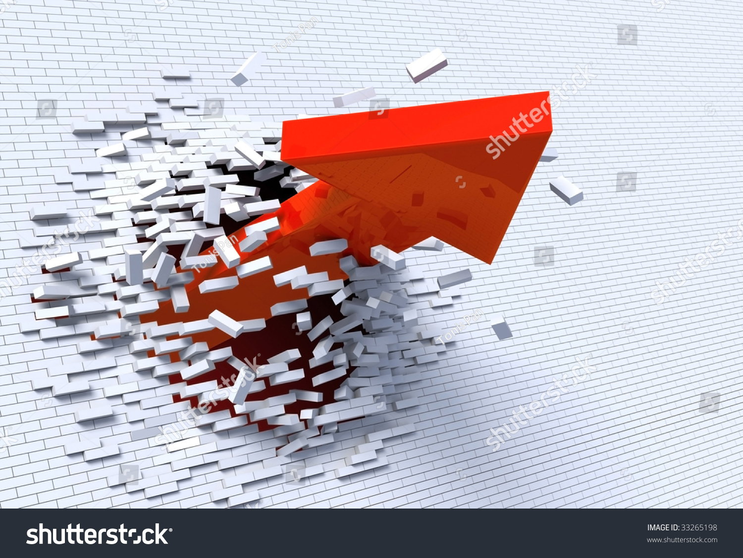 3d Illustration Red Arrow Breaking Through Stock Illustration 33265198 ...