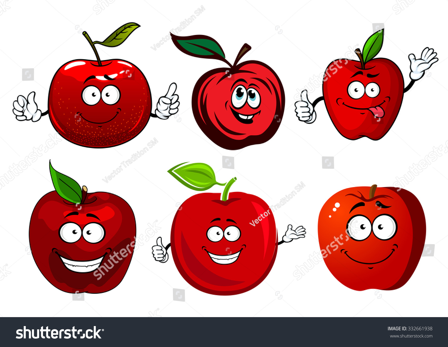 Crunchy Juicy Red Apple Fruits Cartoon Stock Vector (royalty Free 