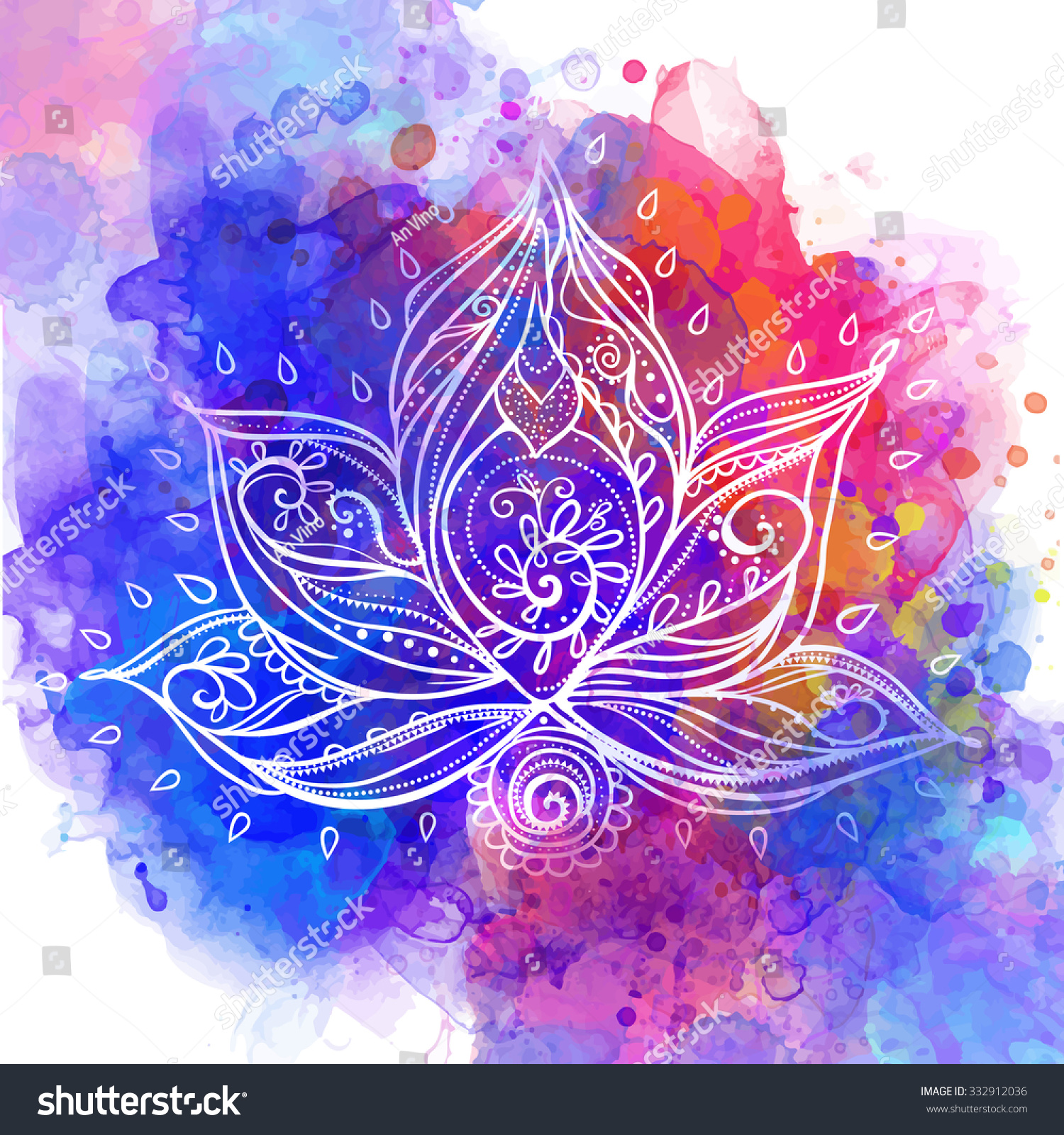 Ornamental Boho Style Lotus Flower Geometric Stock Vector (Royalty Free ...