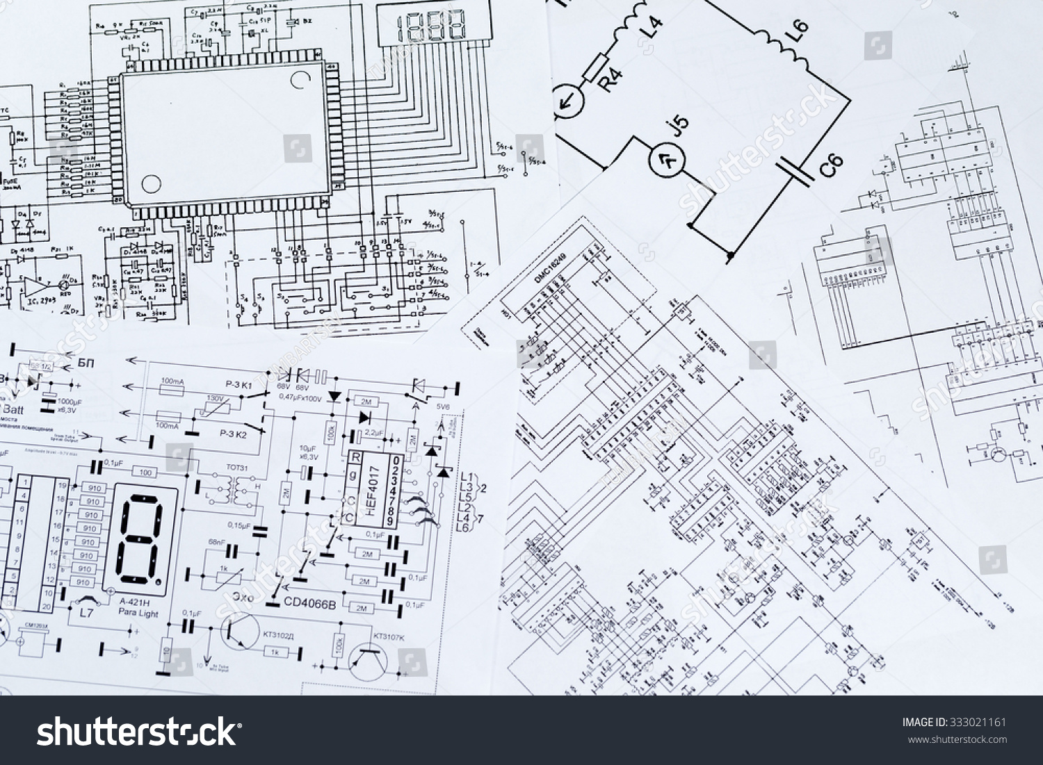 Electrical Diagrams Electronic Schematic Printed Symbols Stock Photo