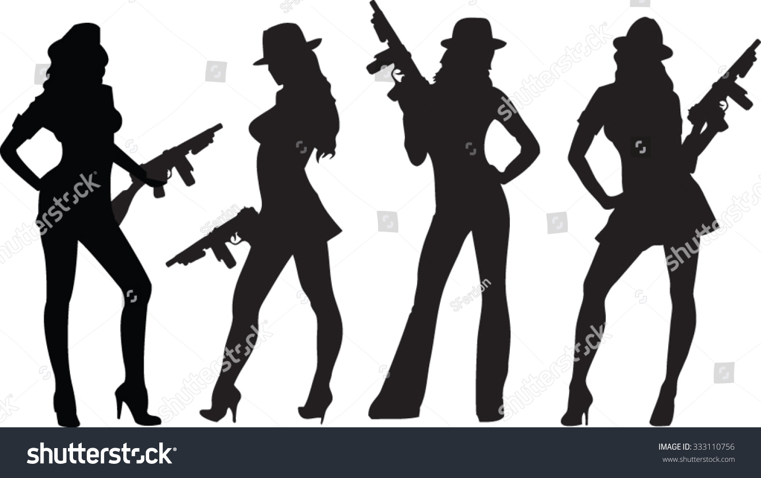 Силуэт девушки с оружием