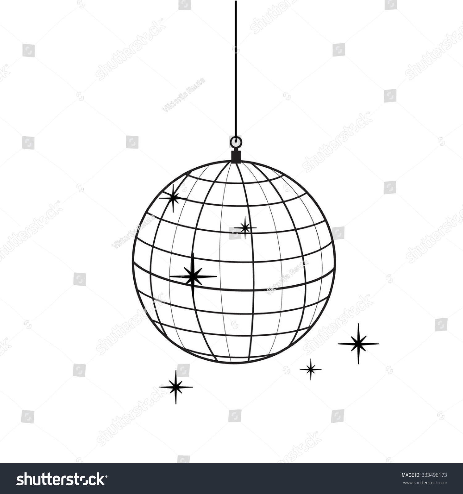 Vector Illustration Outline Drawing Sparkling Disco Vector có sẵn