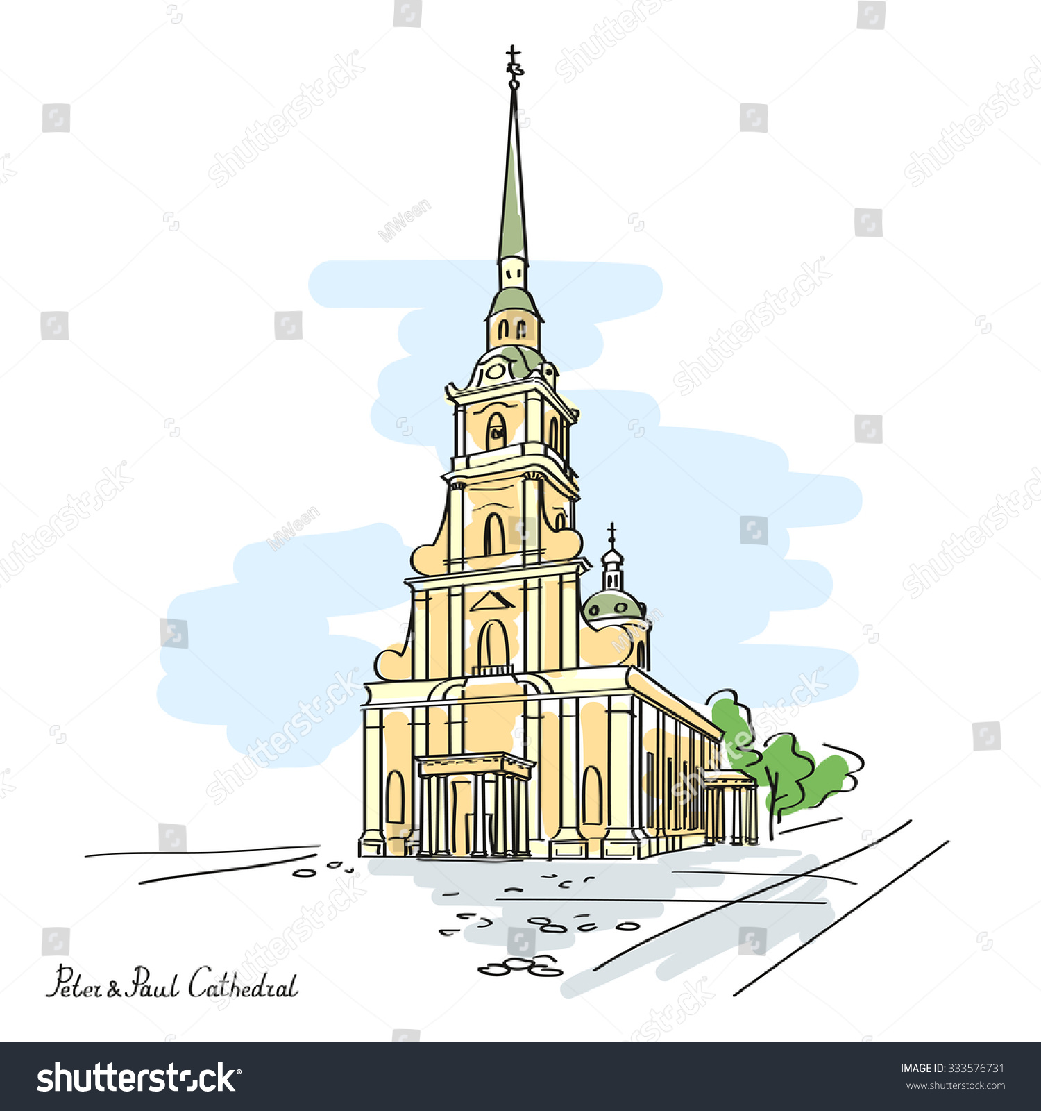 Петропавловский собор в Петербурге рисунок