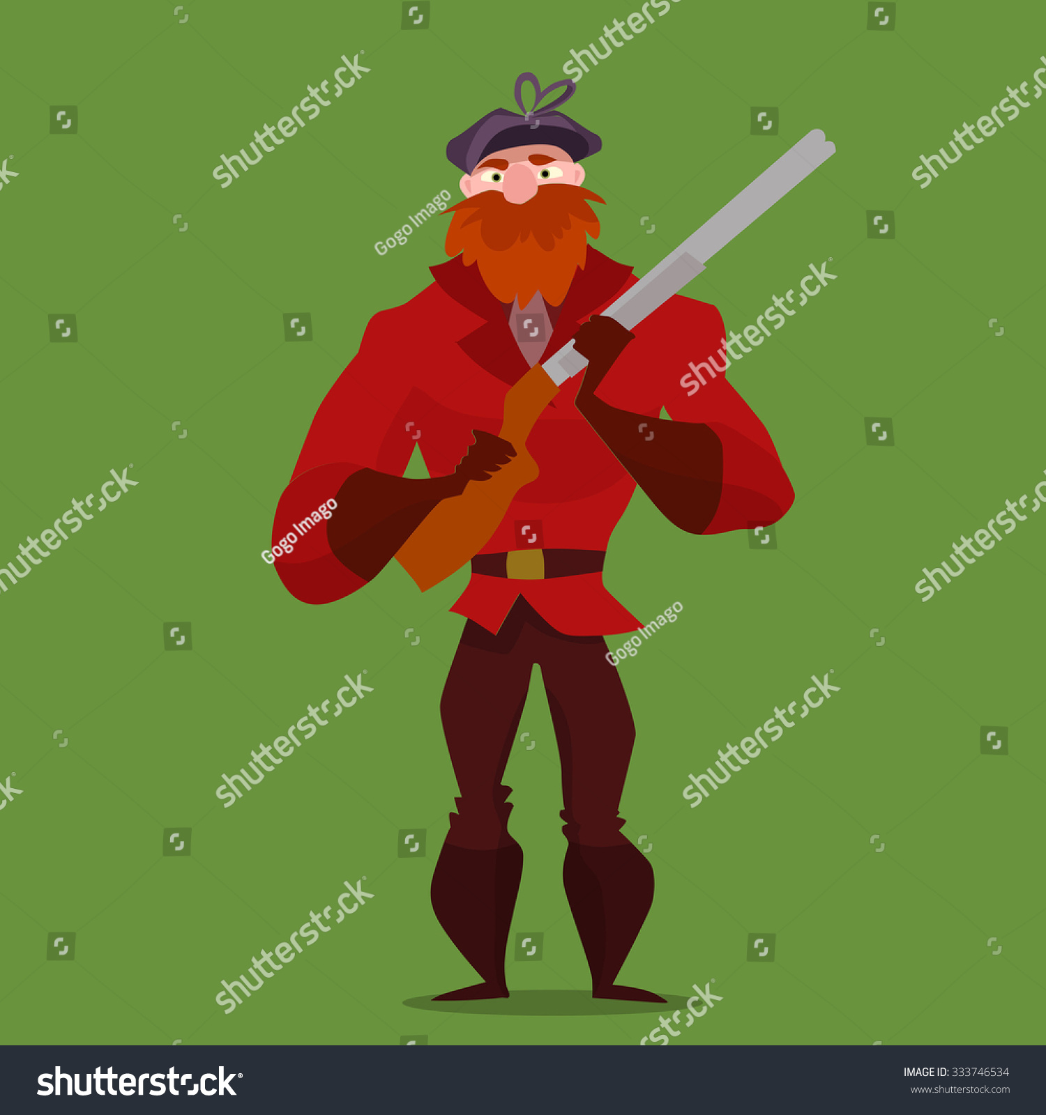 Cartoon Hunter Vector Illustration Man Gun Stock Vector (Royalty Free ...