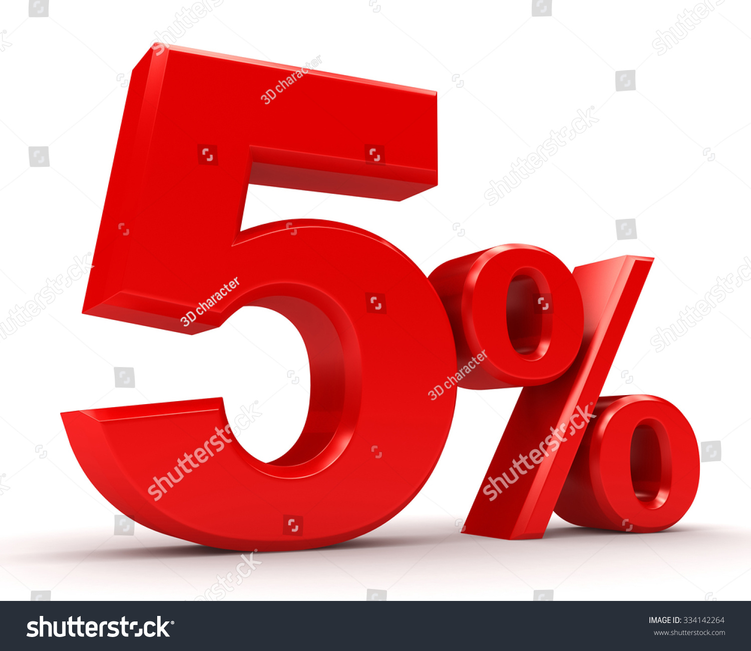 3d Percentage Red On White Background Stock Illustration 334142264 ...