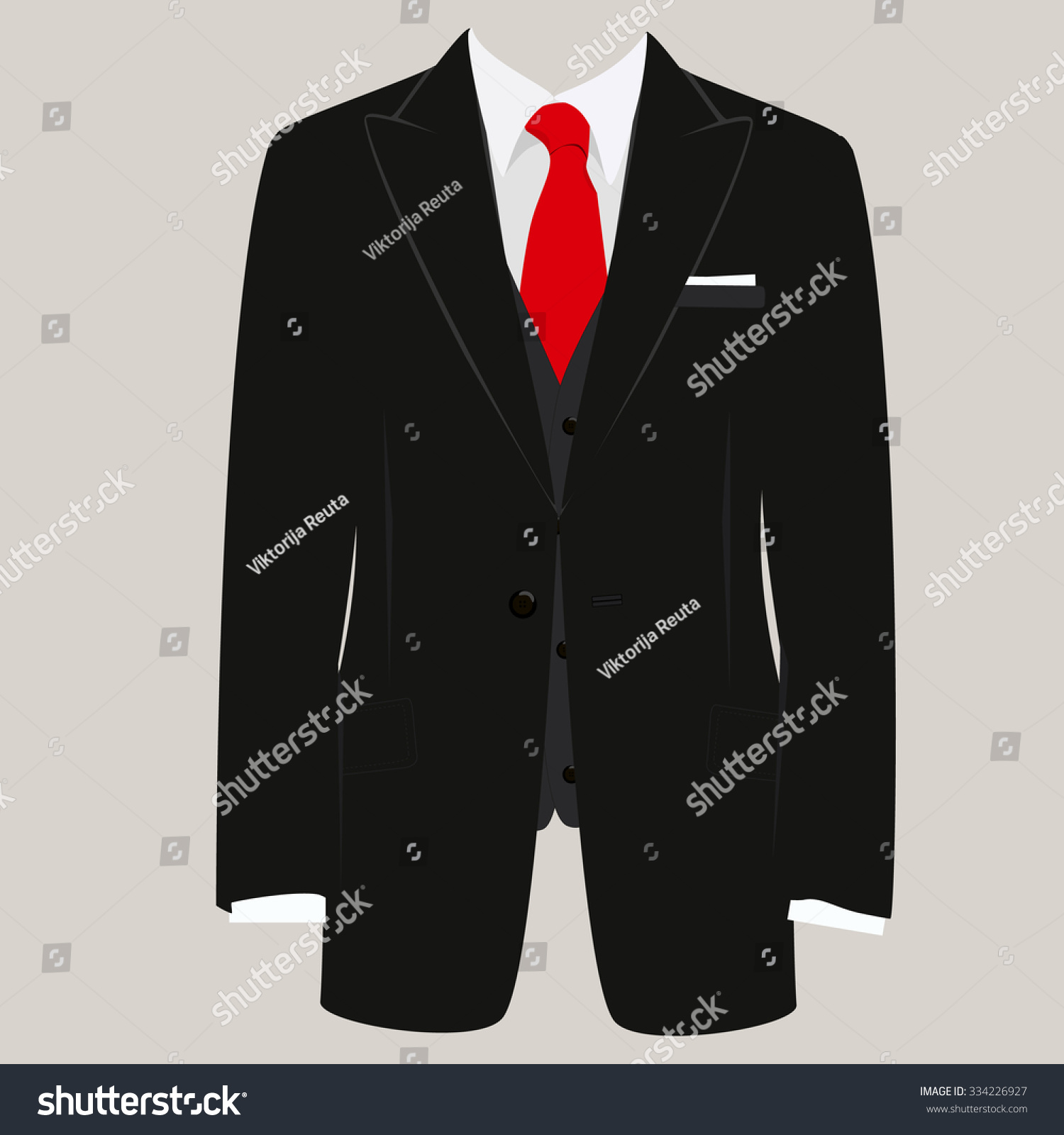 Raster Illustration Black Man Suit Red Stock Illustration 334226927 