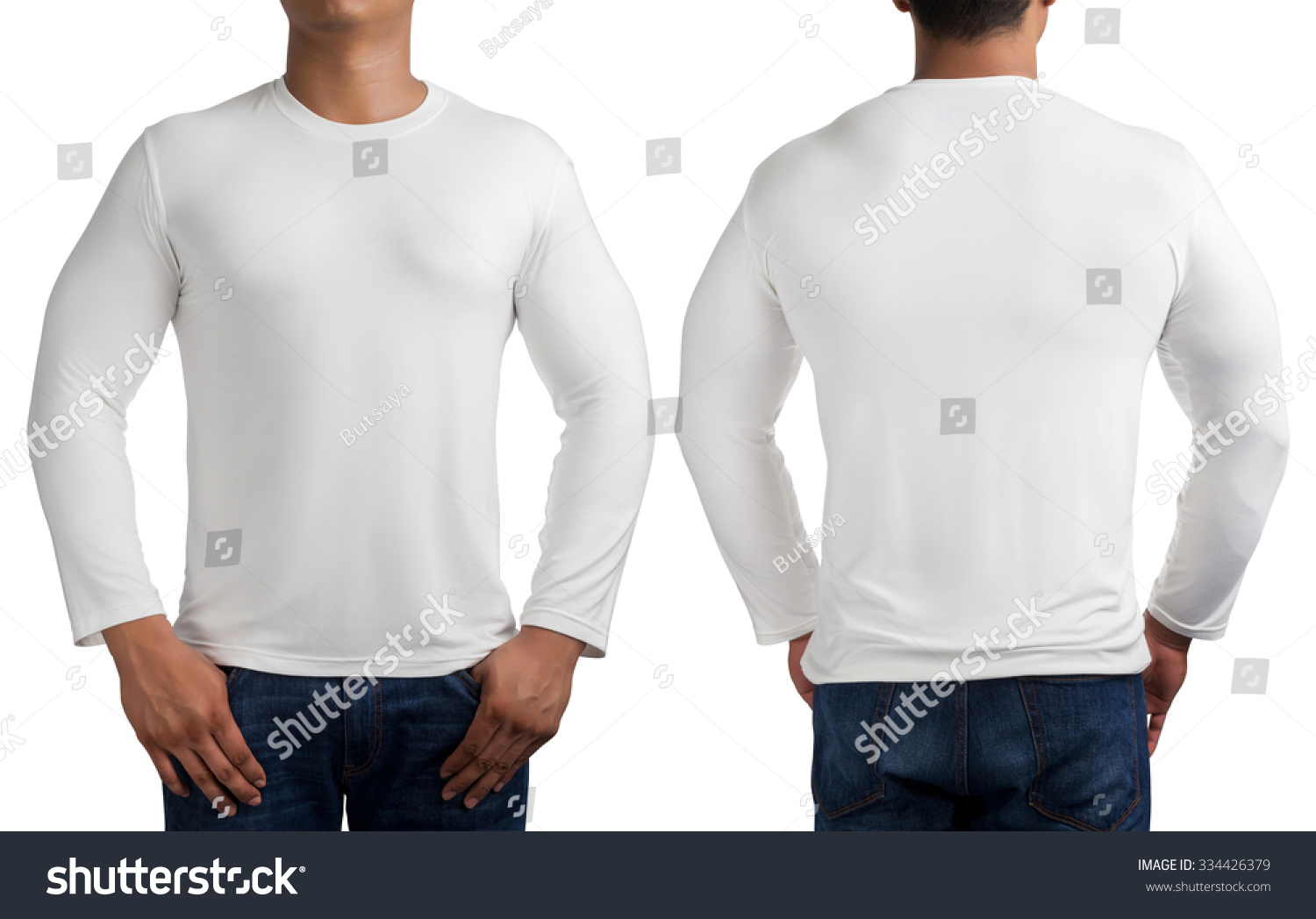 Man Body White Long Sleeves Tshirt Stock Photo 334426379 | Shutterstock