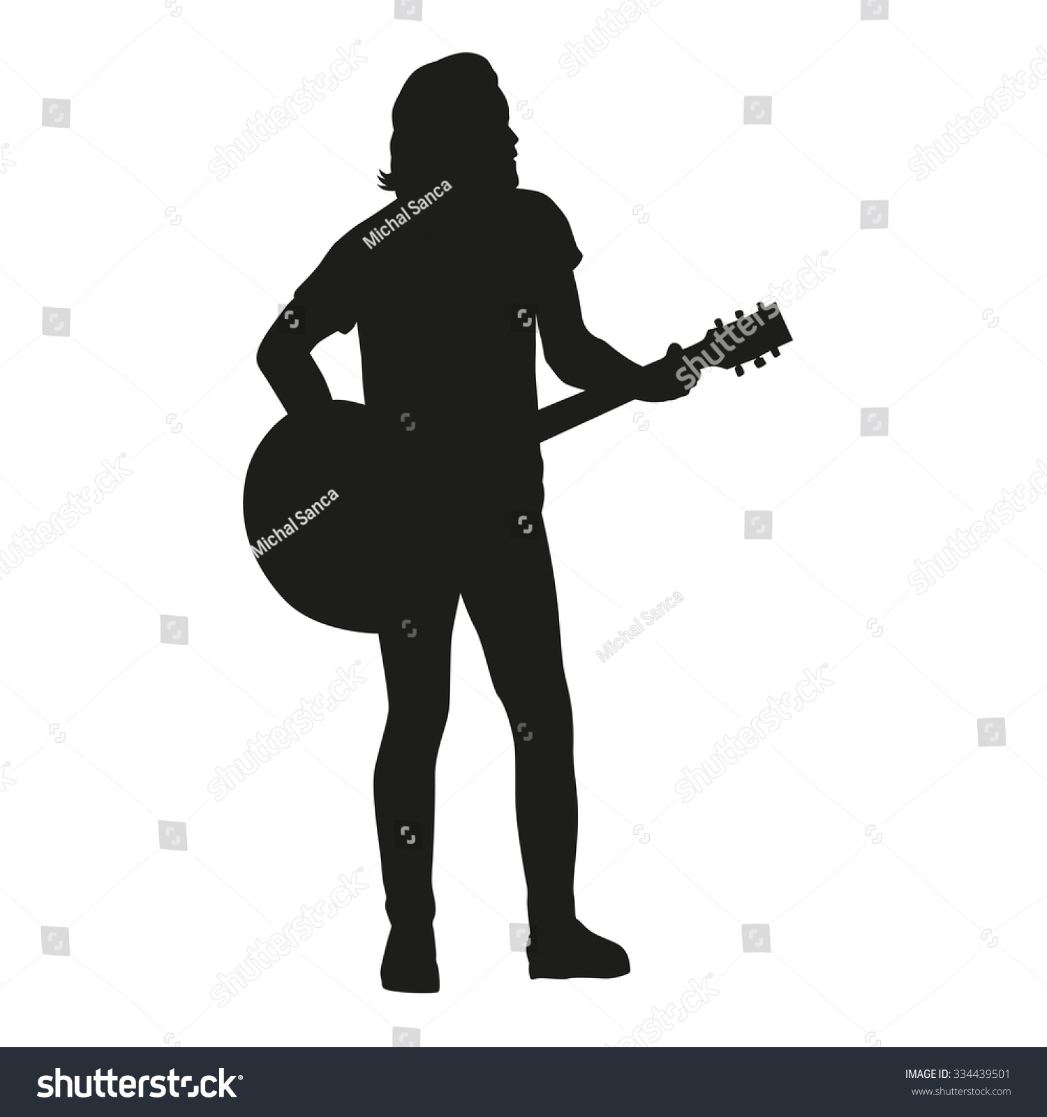 Guitar Player Vector Silhouette Stock Vector (Royalty Free) 334439501 ...