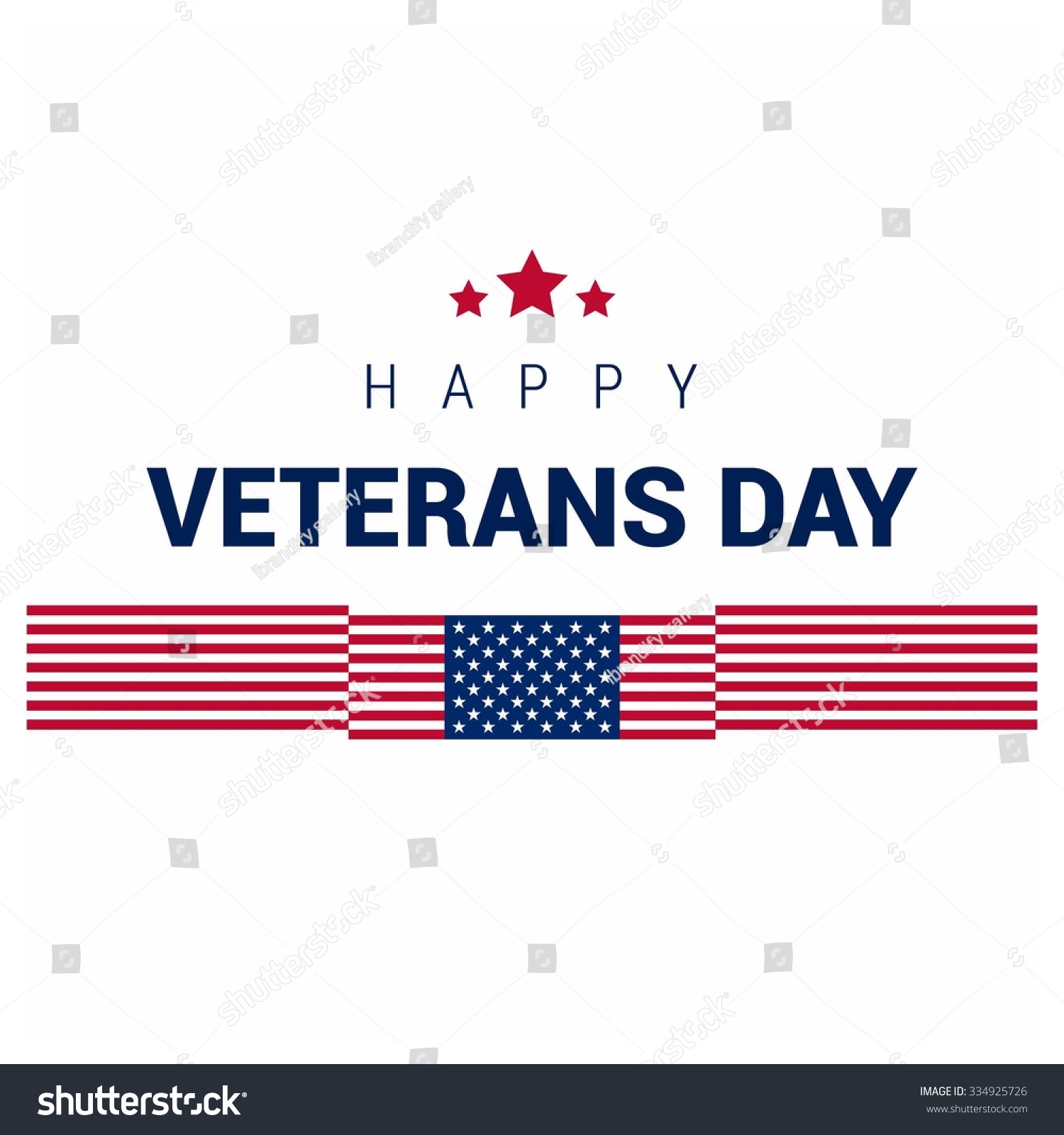 Waving American Flag Typography Happy Veterans Stock Vector (Royalty